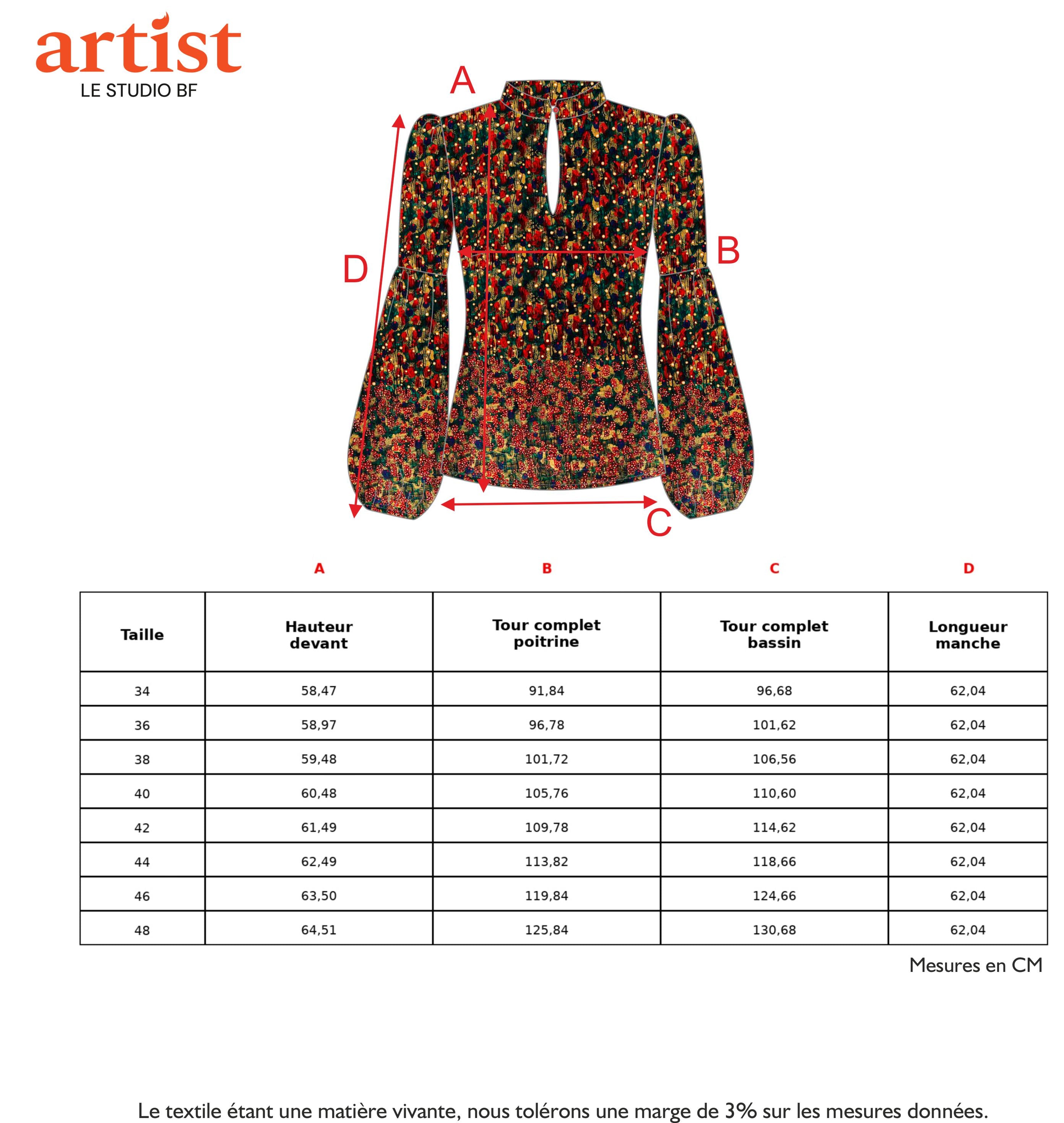 Guide des tailles - THE FANCY TOP | THE SKY NEVER STOPS