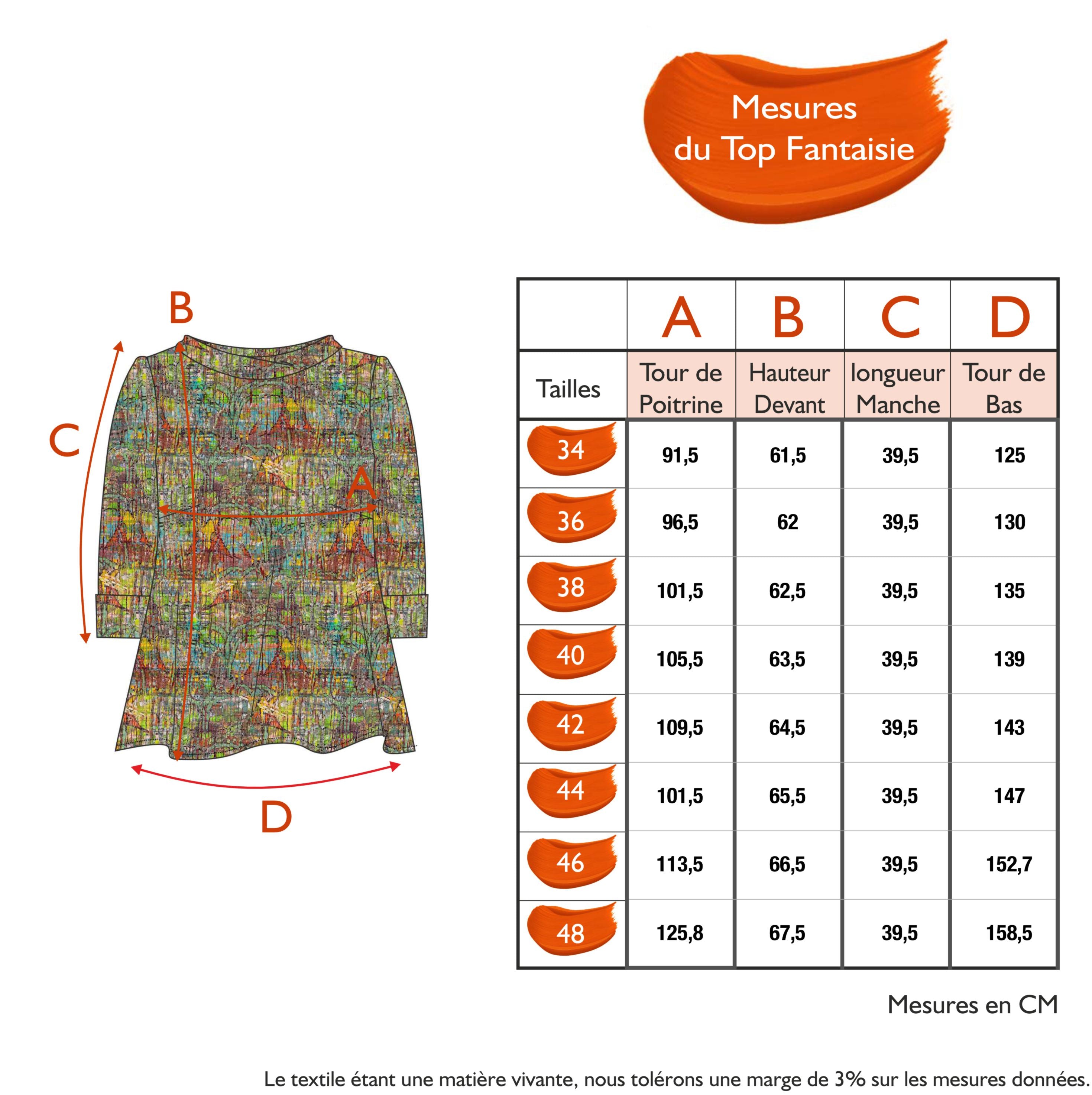 Guide des tailles - LE TOP FANTAISIE | TROPIC