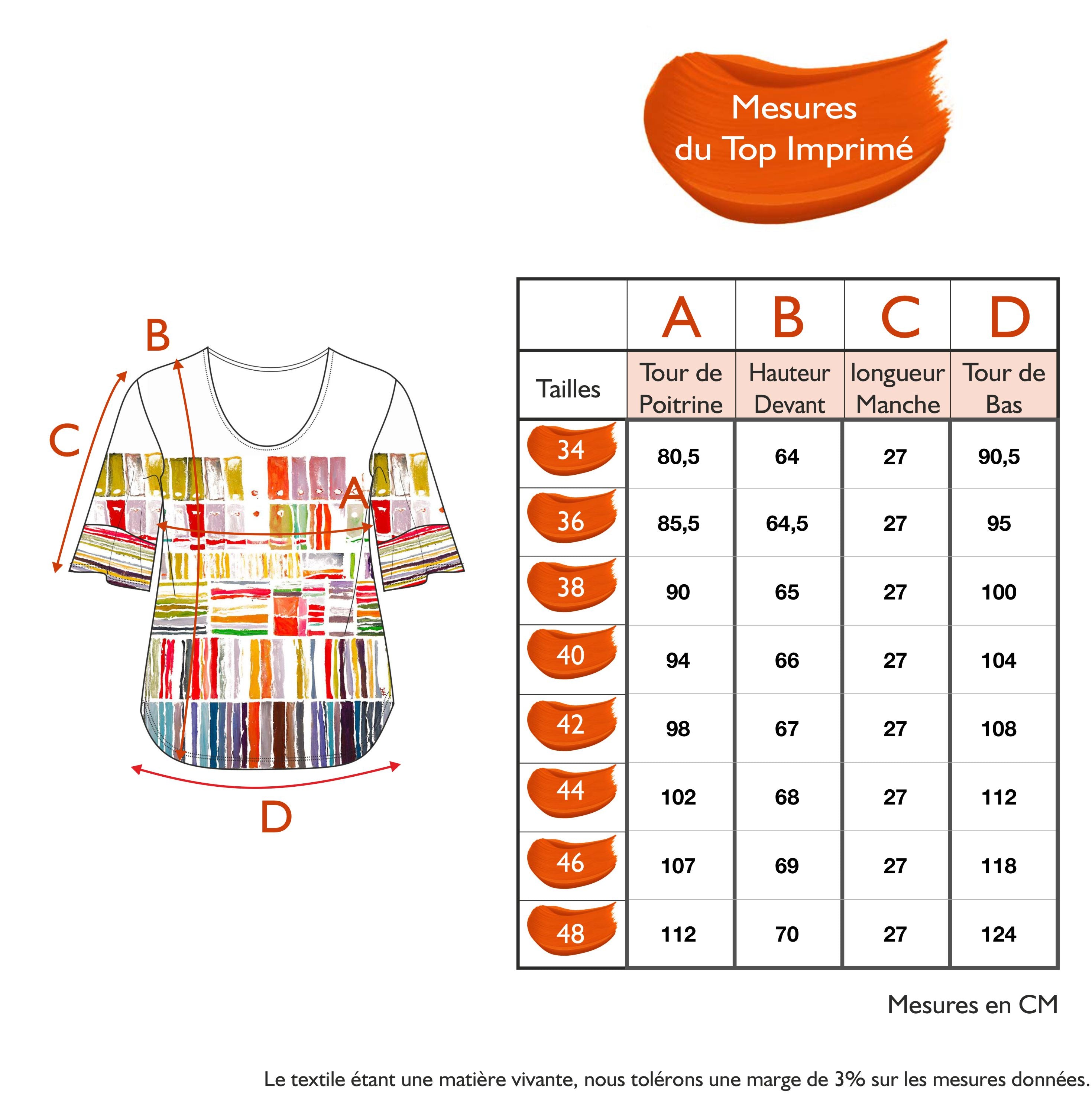 Guide des tailles - LE TOP IMPRIMÉ | ROMANCE