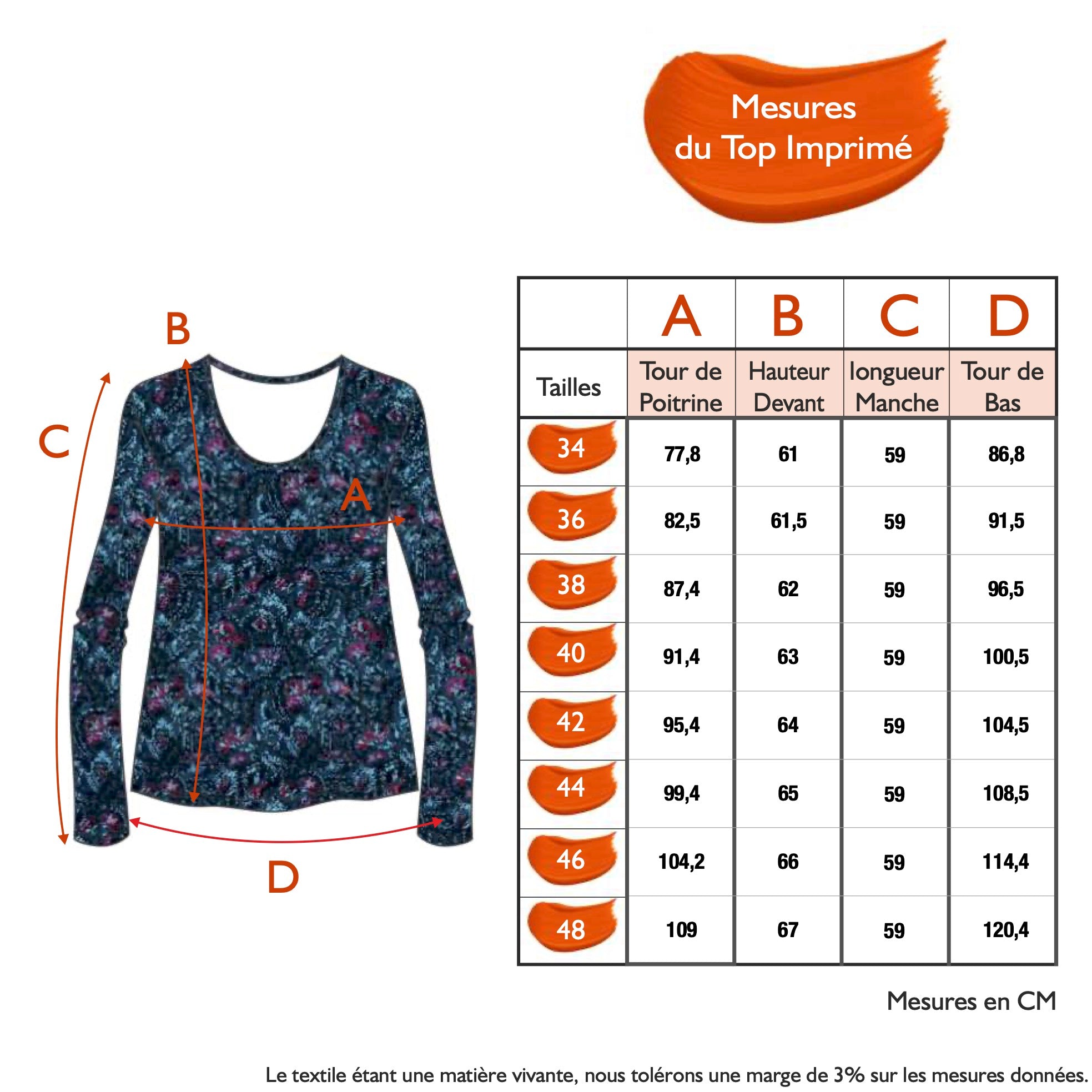 Guide des tailles - LE TOP IMPRIMÉ | MEMORY