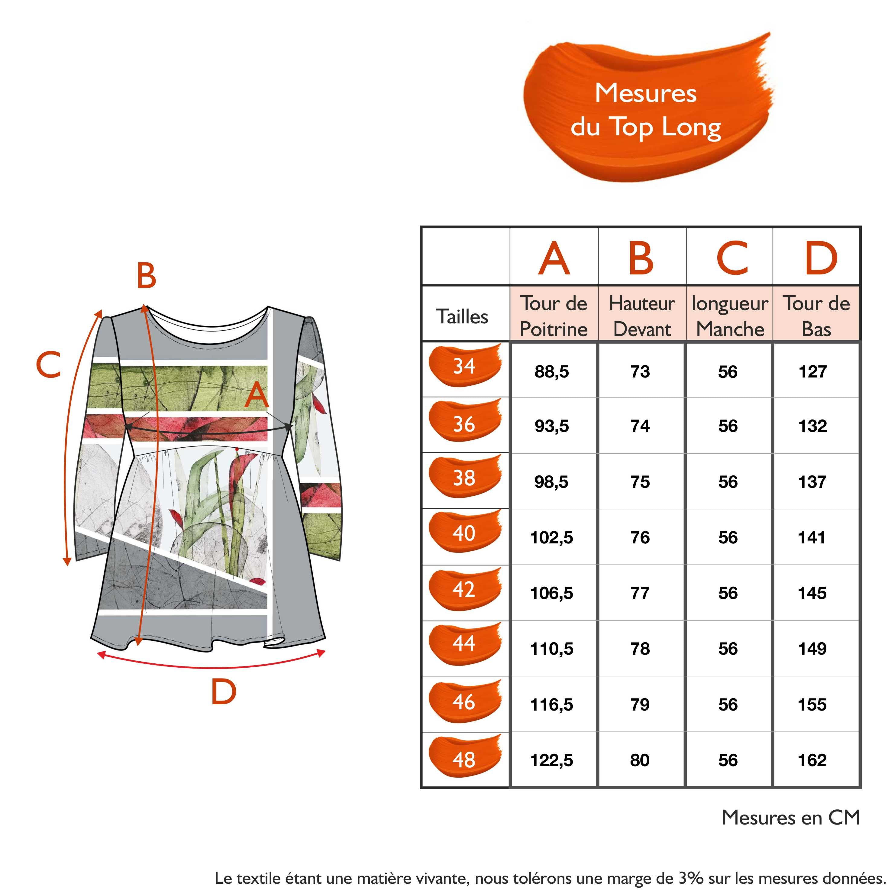 Guide des tailles - LE TOP LONG | ECLOSION
