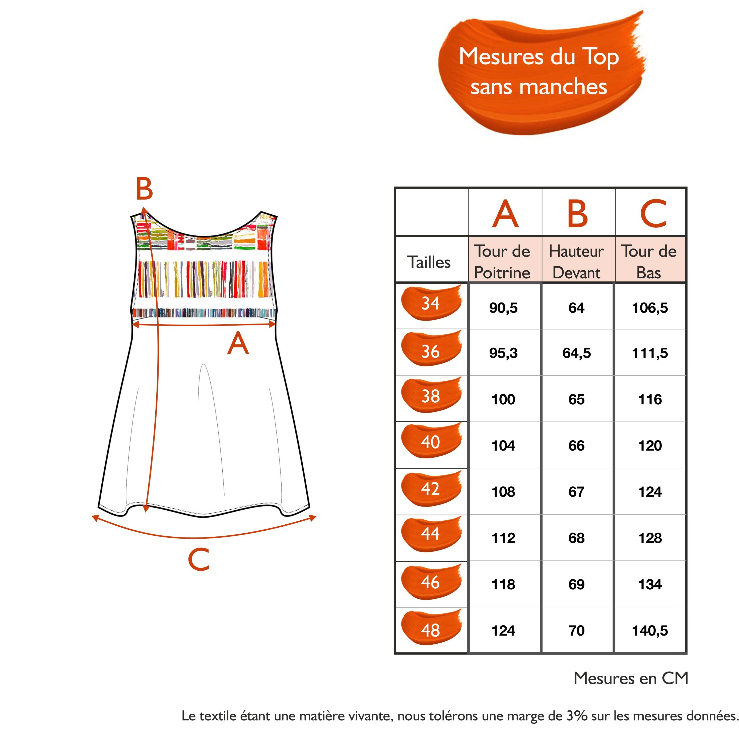 Guide des tailles - LE TOP SANS MANCHES | ROMANCE