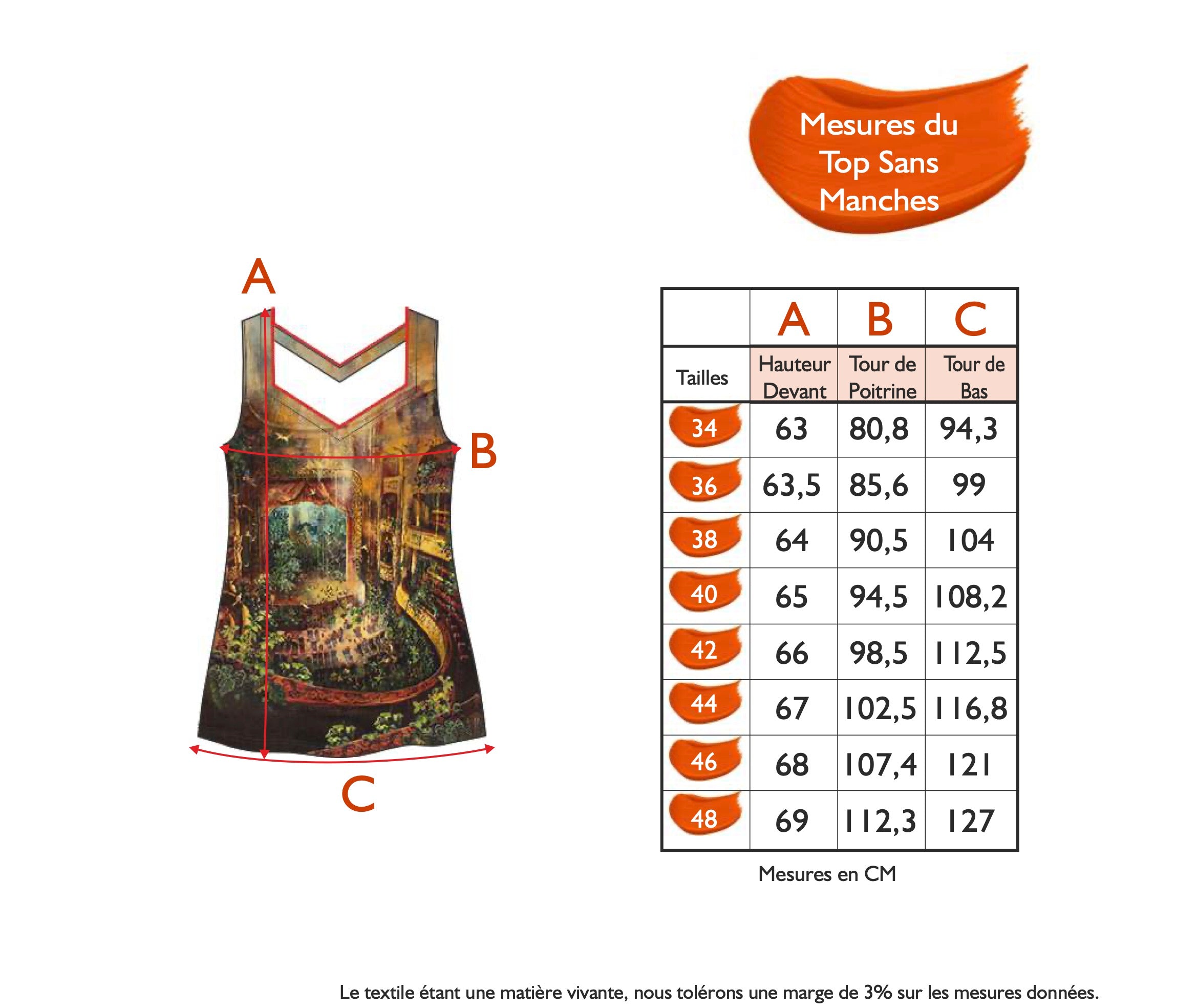 Guide des tailles - LE TOP SANS MANCHES | ENTRE SOI