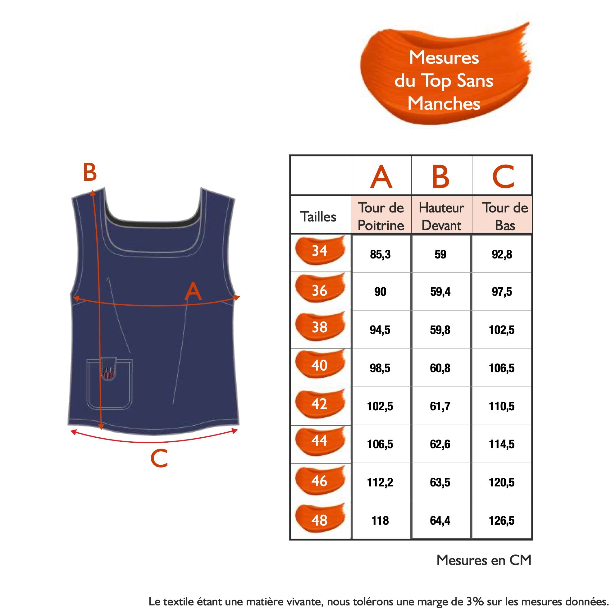 Guide des tailles - LE TOP SANS MANCHES | NOUVELLE VAGUE