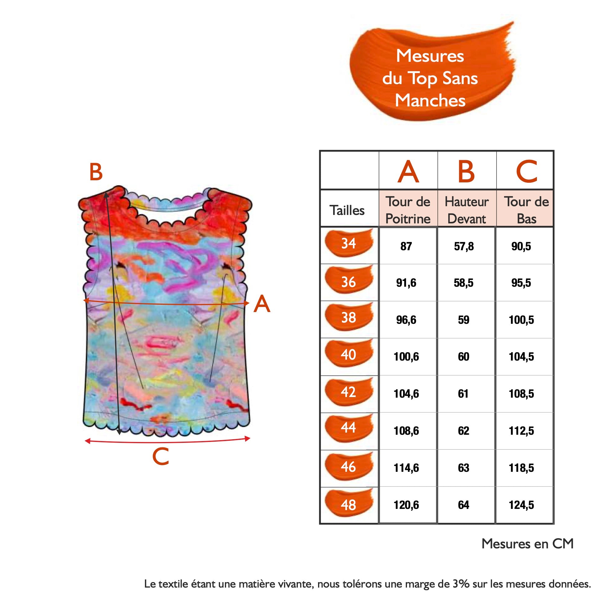 Guide des tailles - LE TOP SANS MANCHES | NYMPHÉA