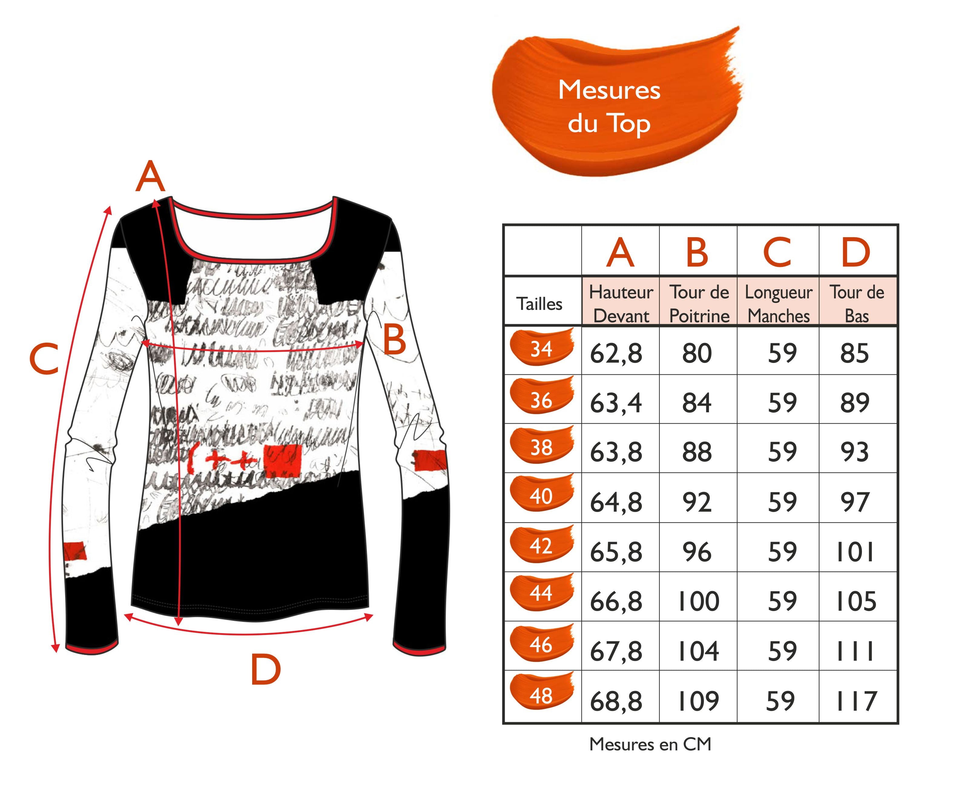 Guide des tailles - LE TOP | A L'ORIGINE