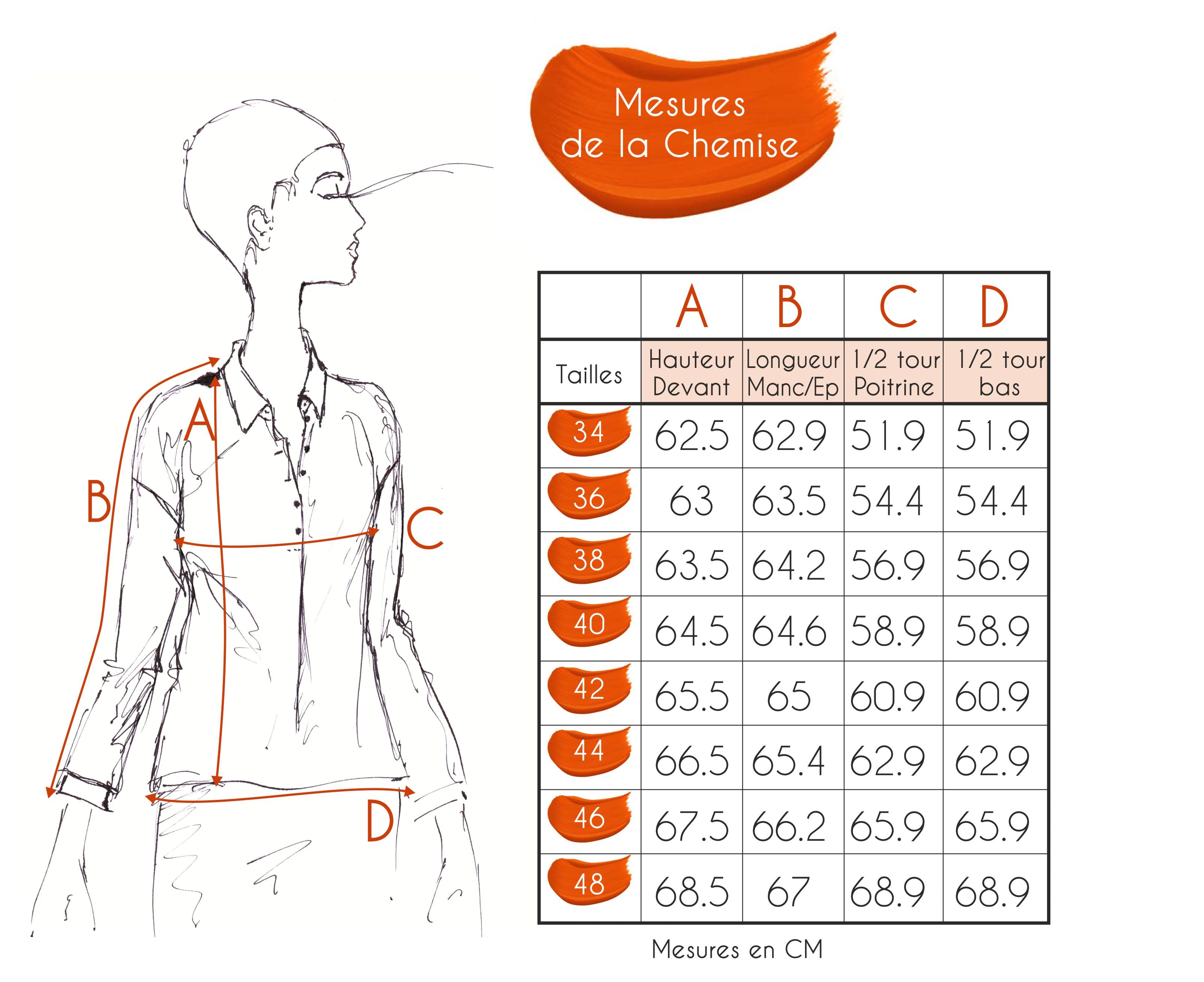 Guide des tailles - LA CHEMISE | FÉÉRIC