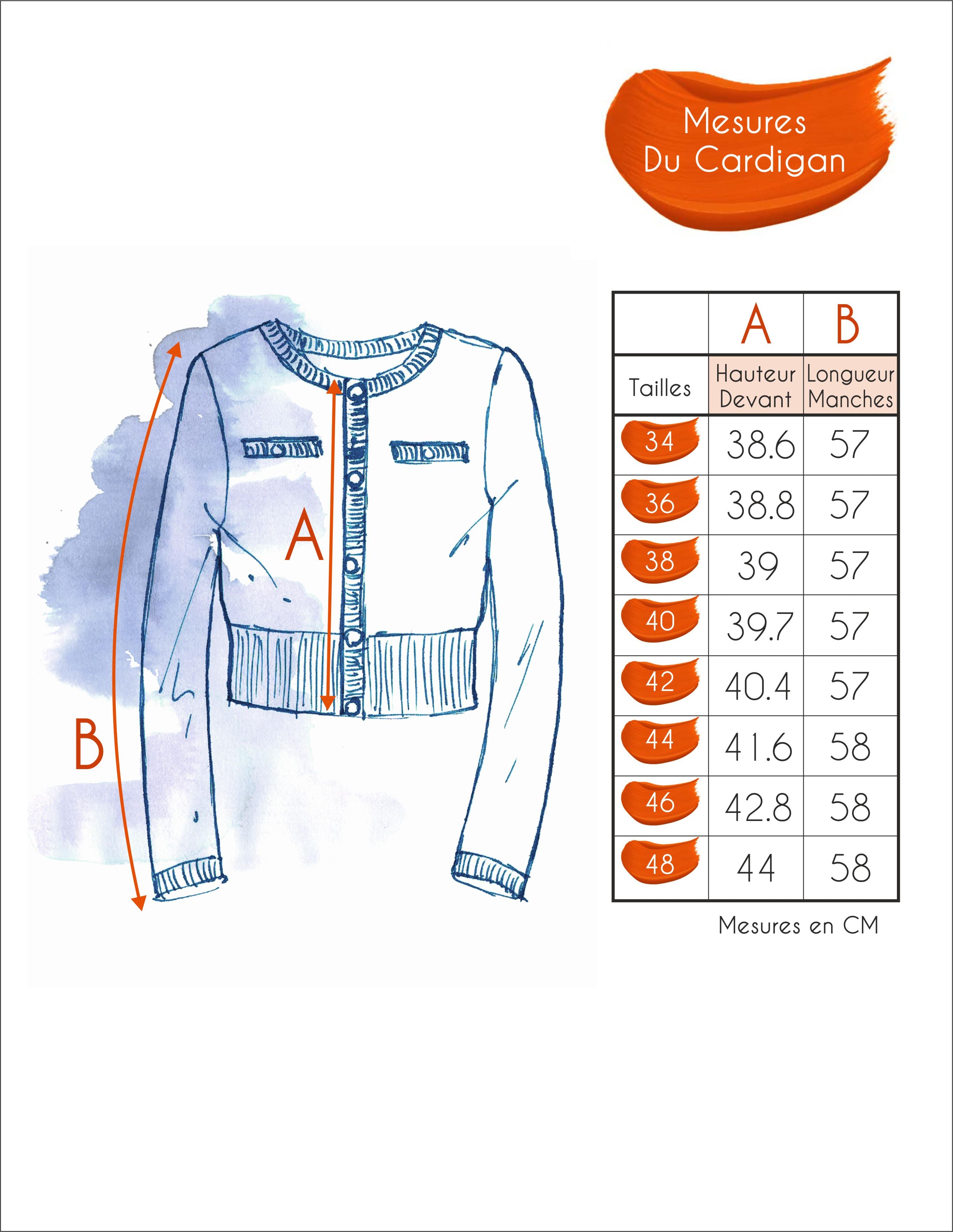 Guide des tailles - LE CARDIGAN | OASIS