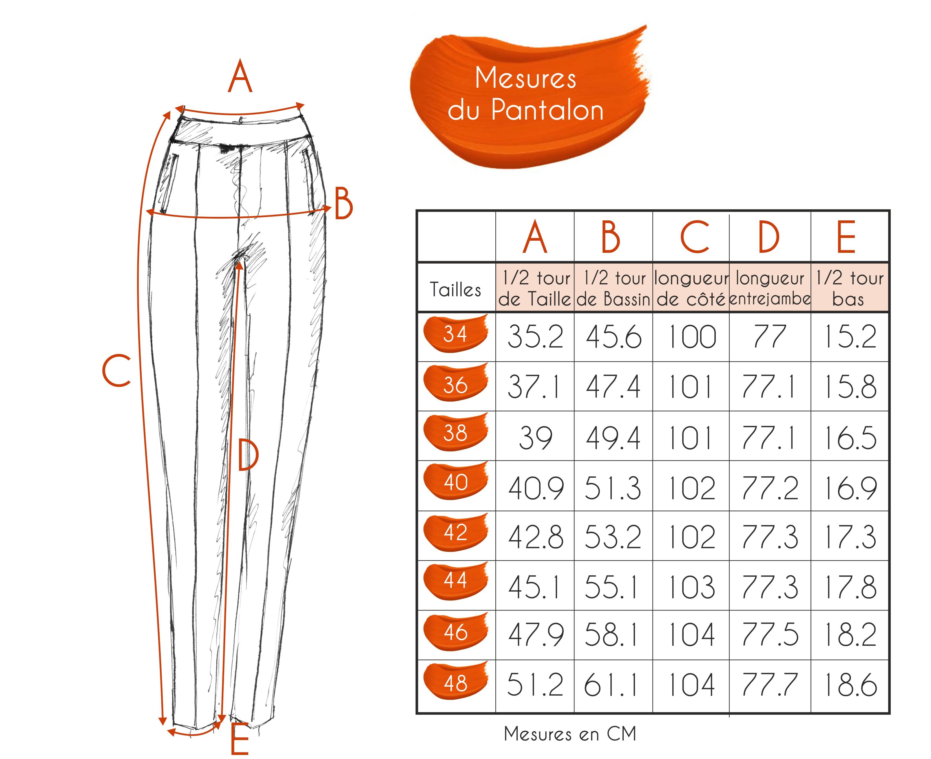 Guide des tailles - PANTALON | UTOPIA