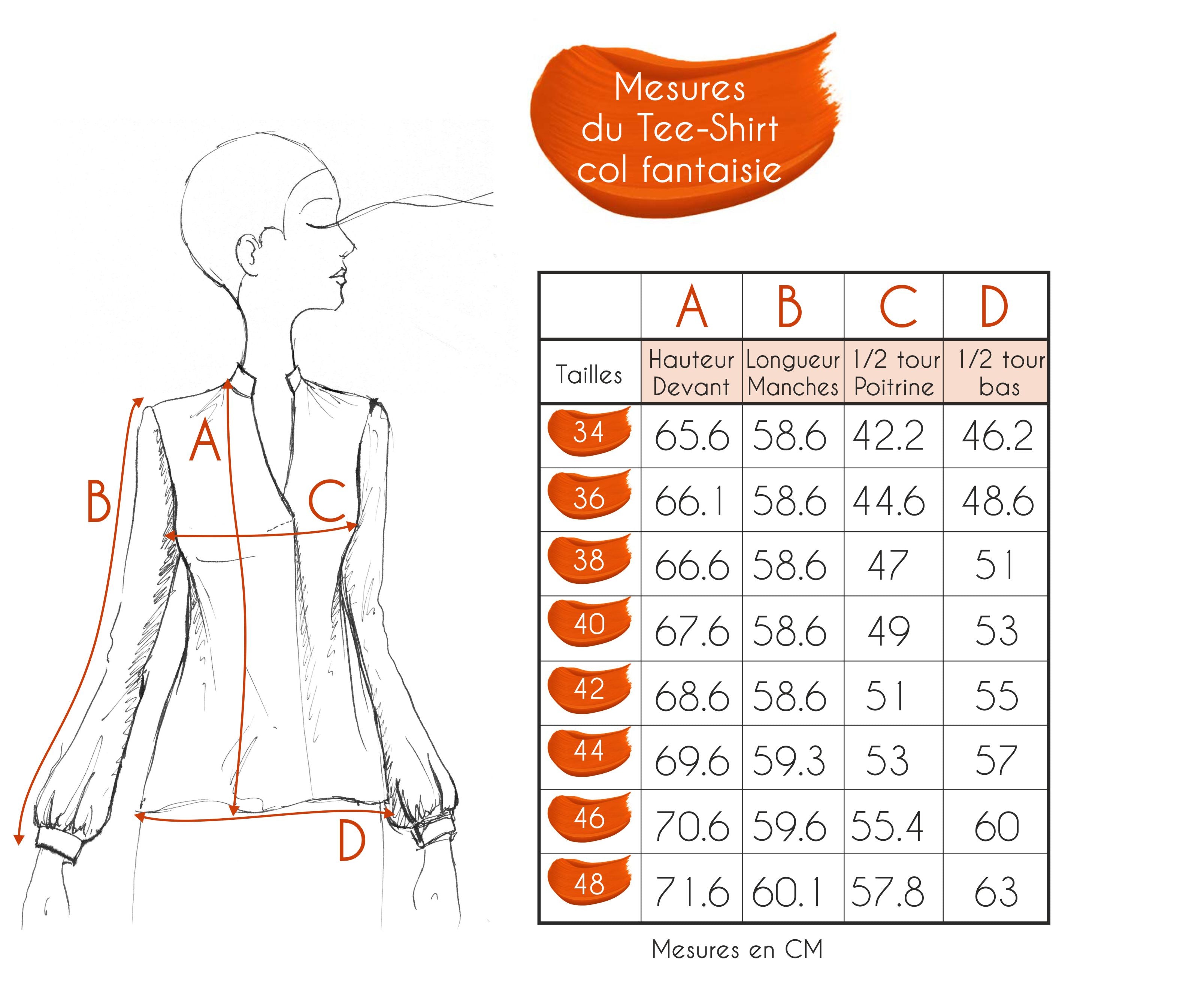 Guide des tailles - TOP COL FANTAISIE | UTOPIA