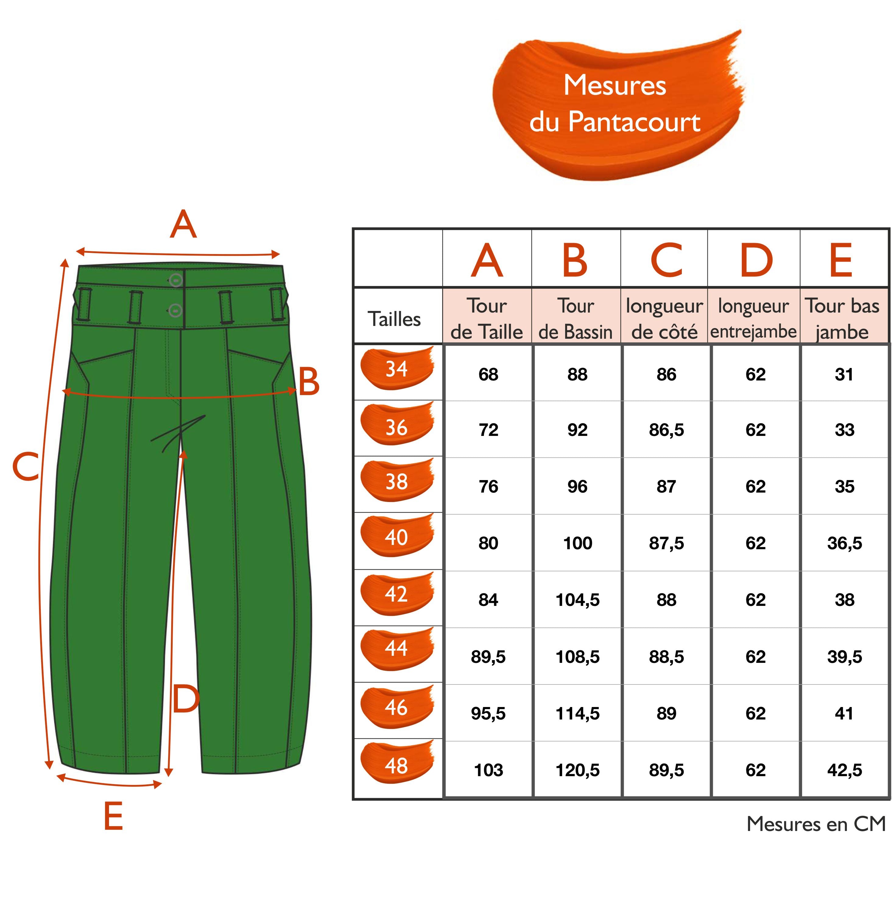 Guide des tailles - LE PANTACOURT | SUPERLYCRA 22