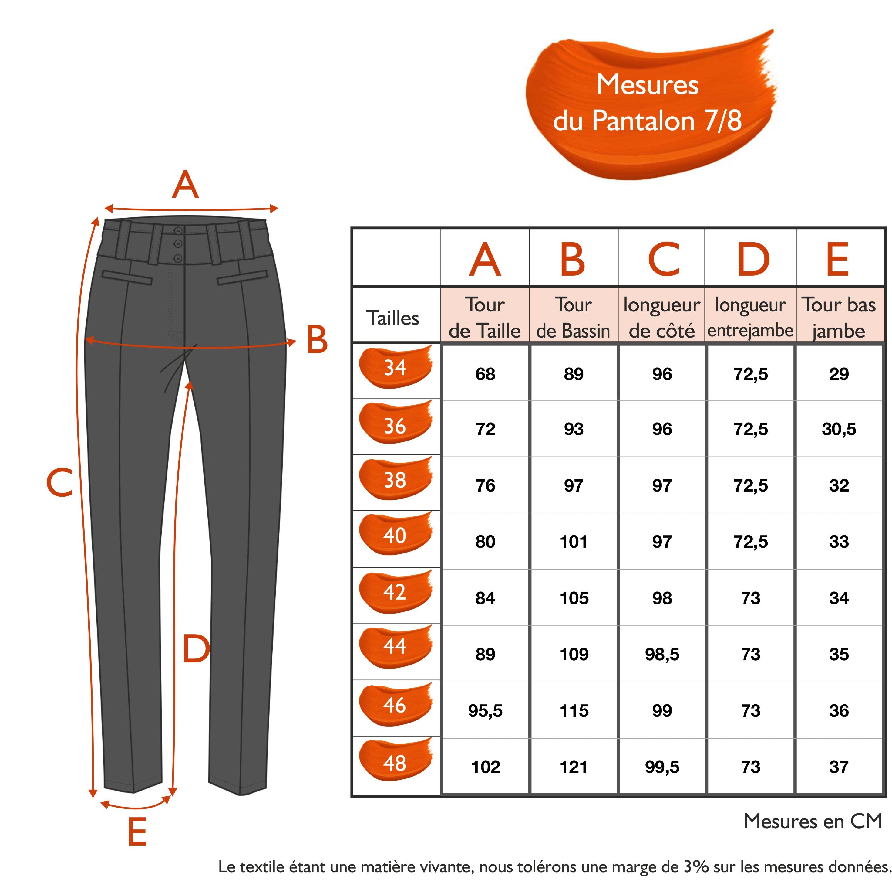 Guide des tailles - LE PANTALON 7/8 | SUPERLYCRA 23