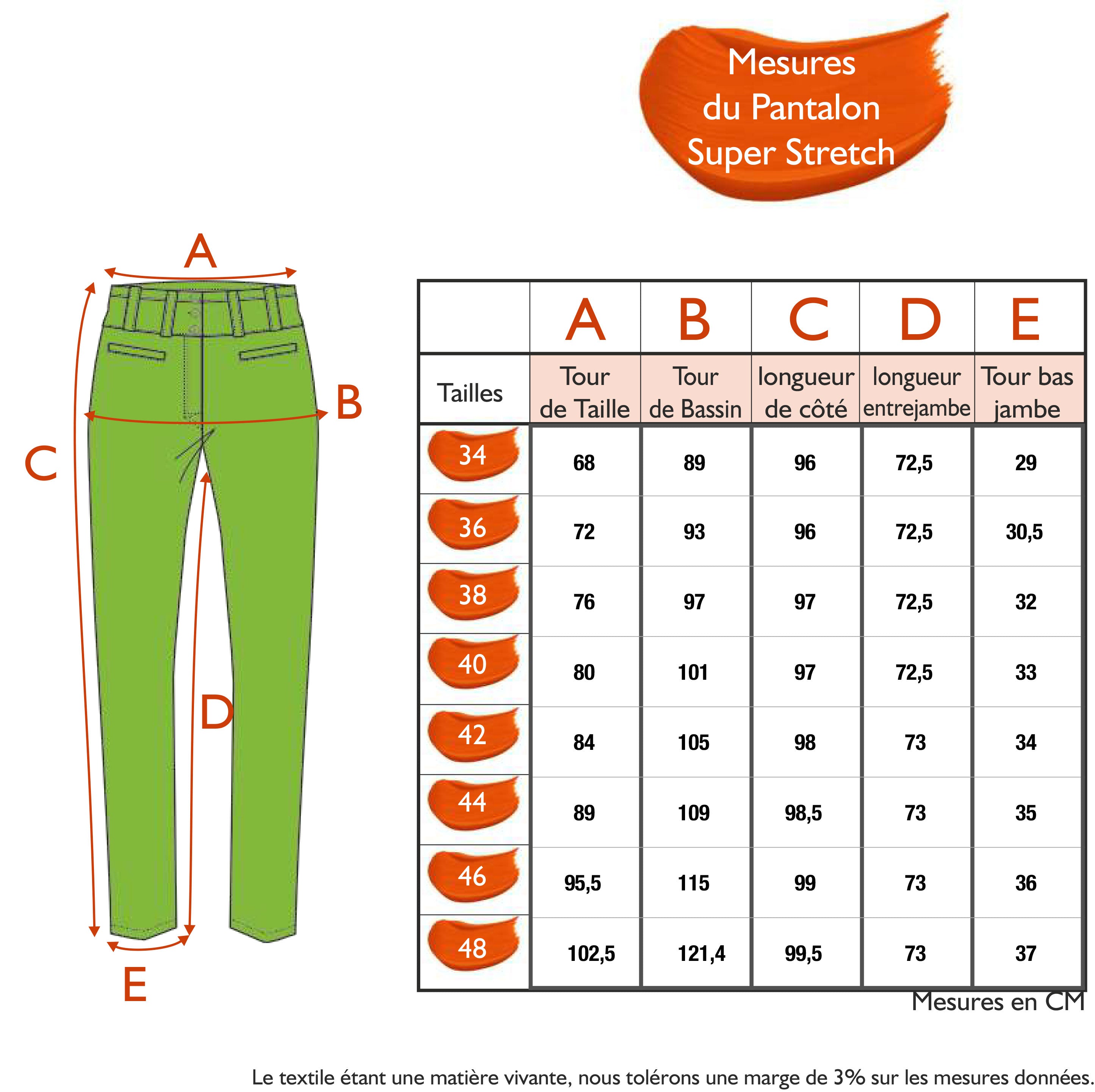 Guide des tailles - LE PANTALON SUPER STRETCH POMME | UN ÉTÉ SOUS LES PINS