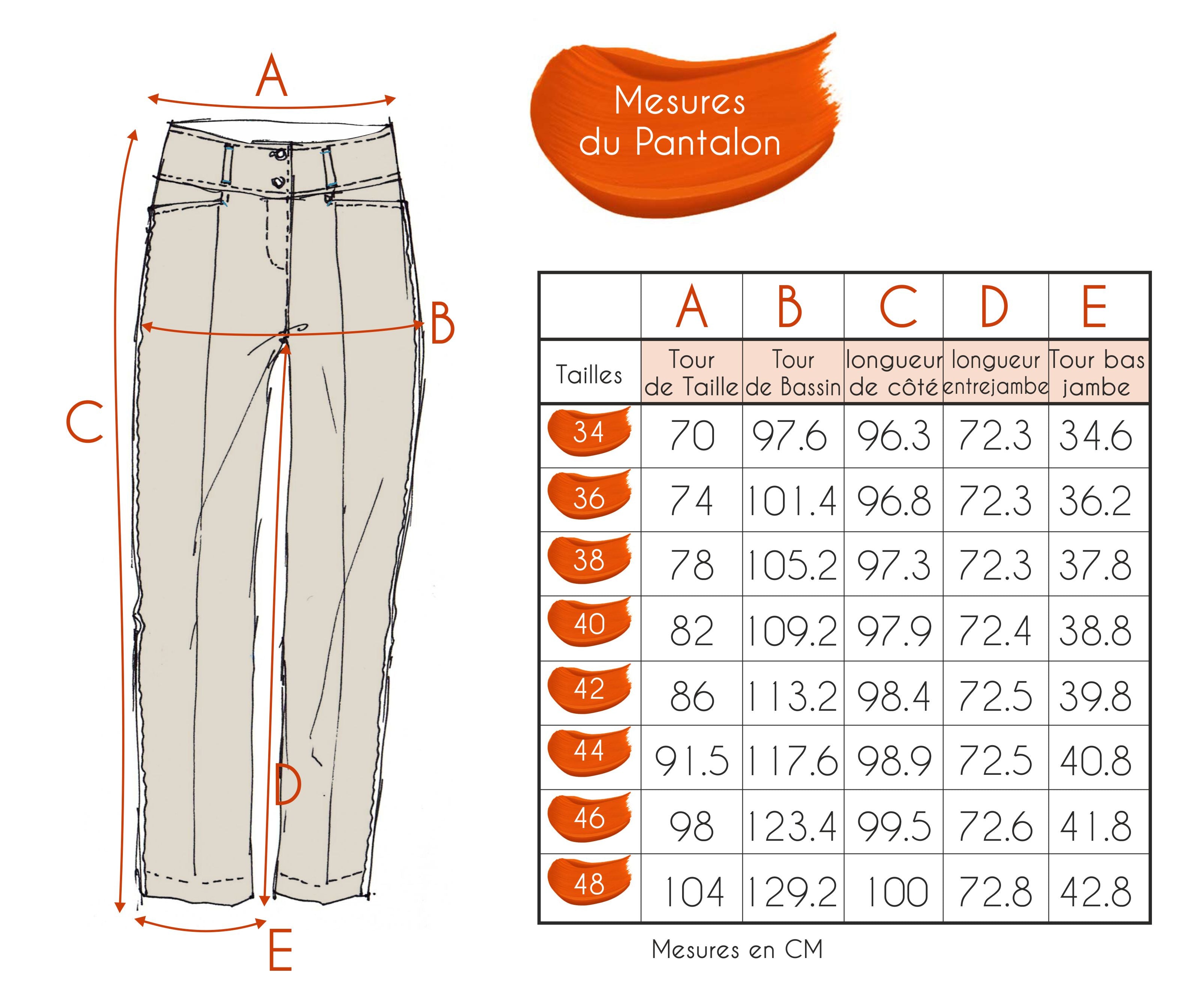 Guide des tailles - LE PANTALON | JE FAIS UN VOEU