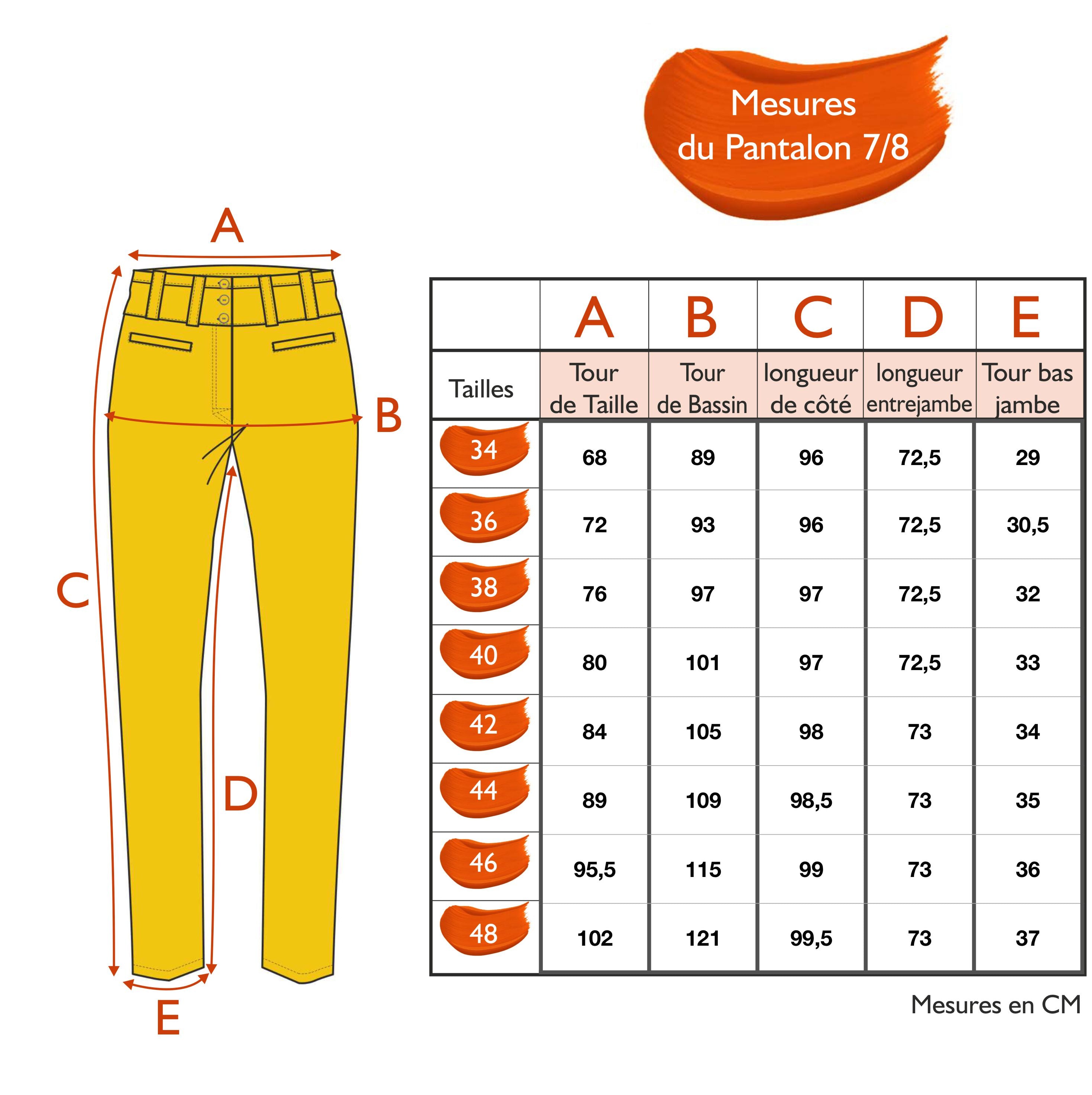 Guide des tailles - LE PANTALON 7/8 | SUPERLYCRA 22