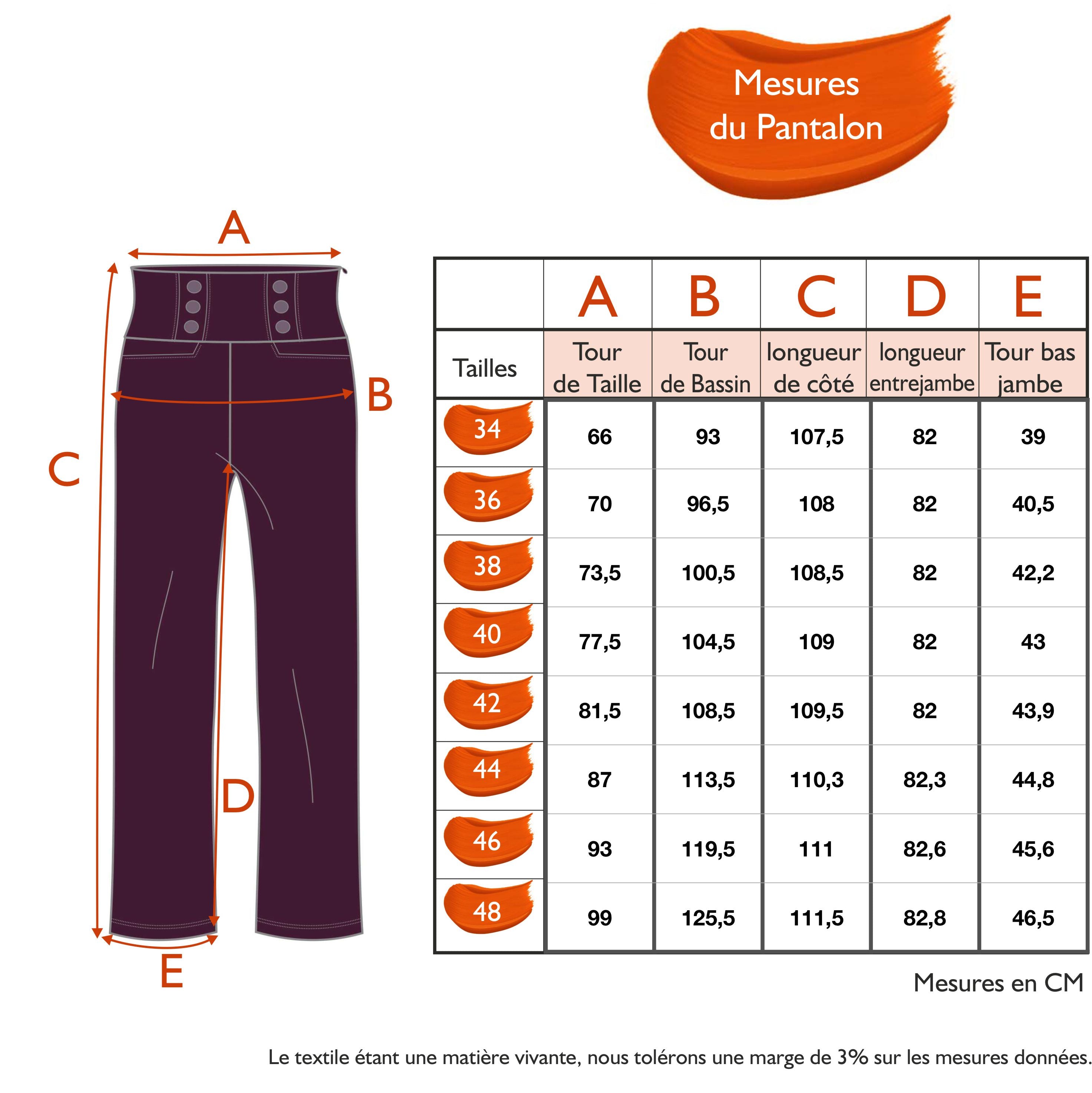 Guide des tailles - LE PANTALON | ABRUZZES
