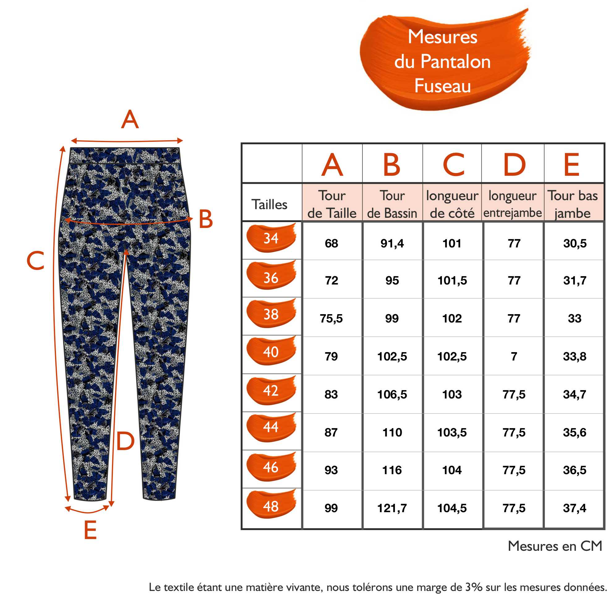 Guide des tailles - LE PANTALON FUSEAU | ARTIC