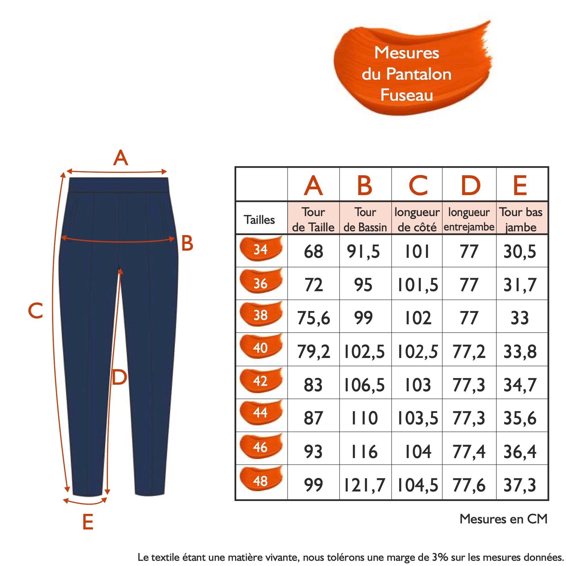 Guide des tailles - LE PANTALON FUSEAU | UN MONDE RECOMPOSÉ