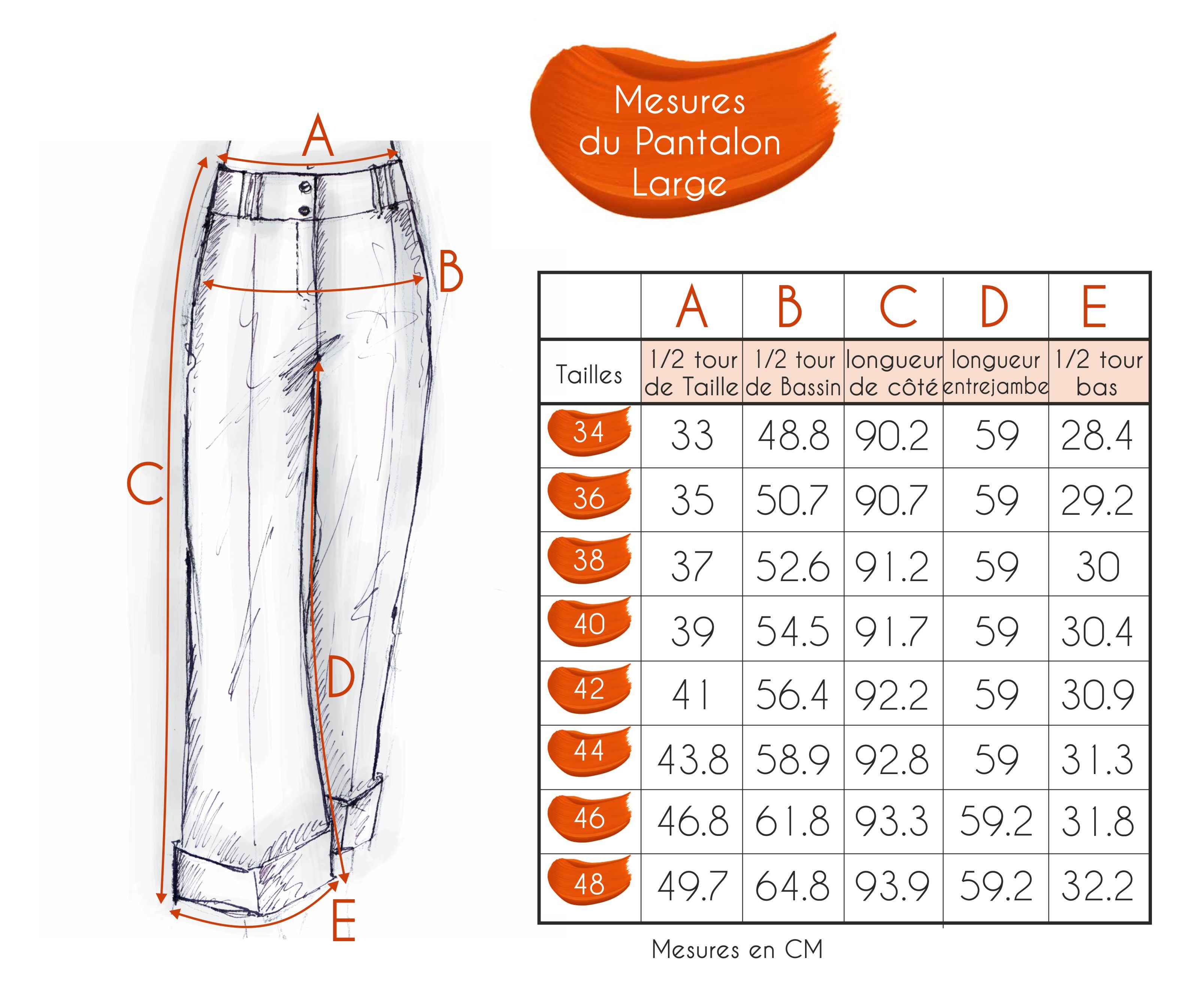 Guide des tailles - LE PANTALON LARGE | BAHIA