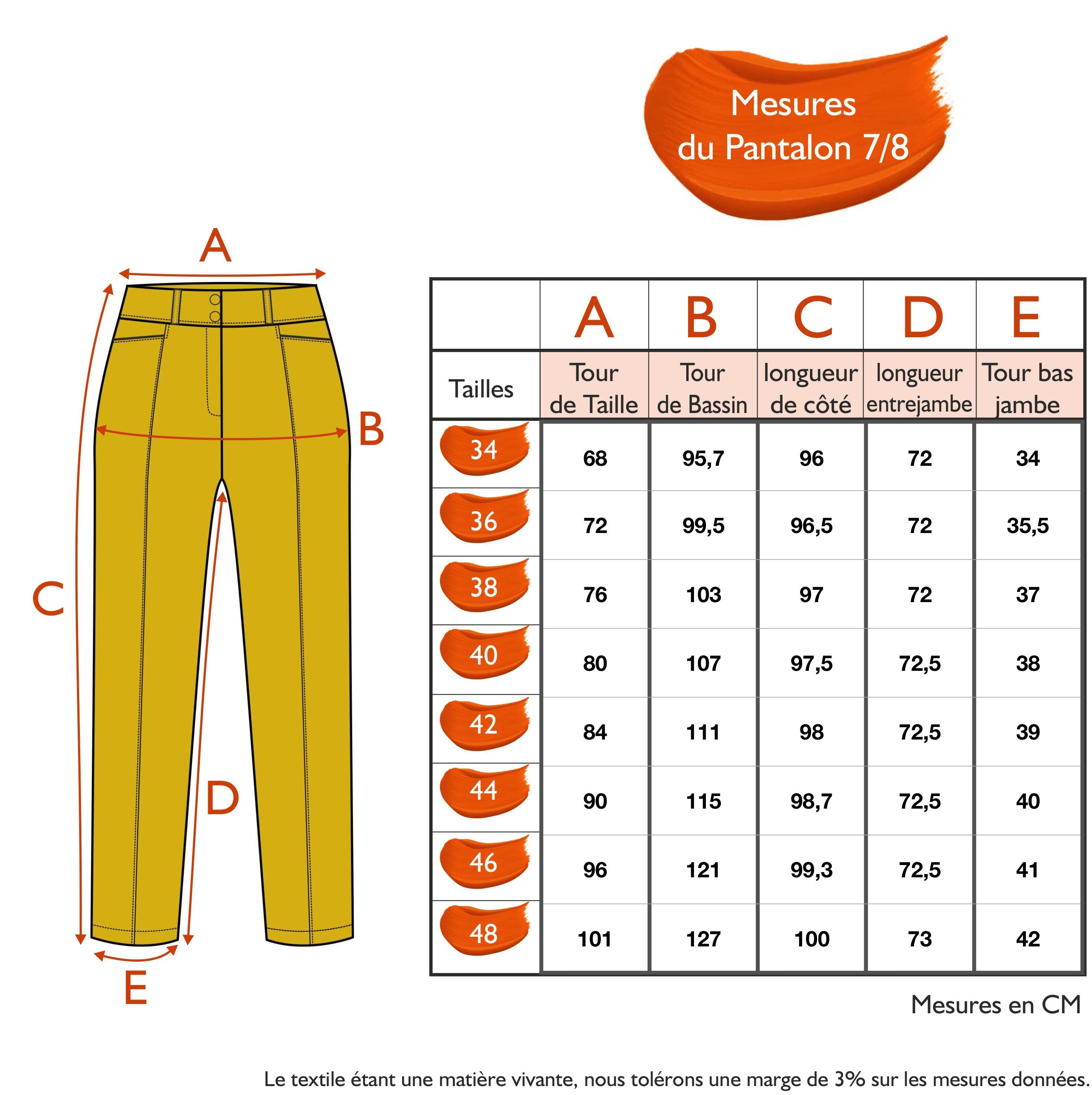 Guide des tailles - LE PANTALON 7/8 | ENTRE LES LIGNES