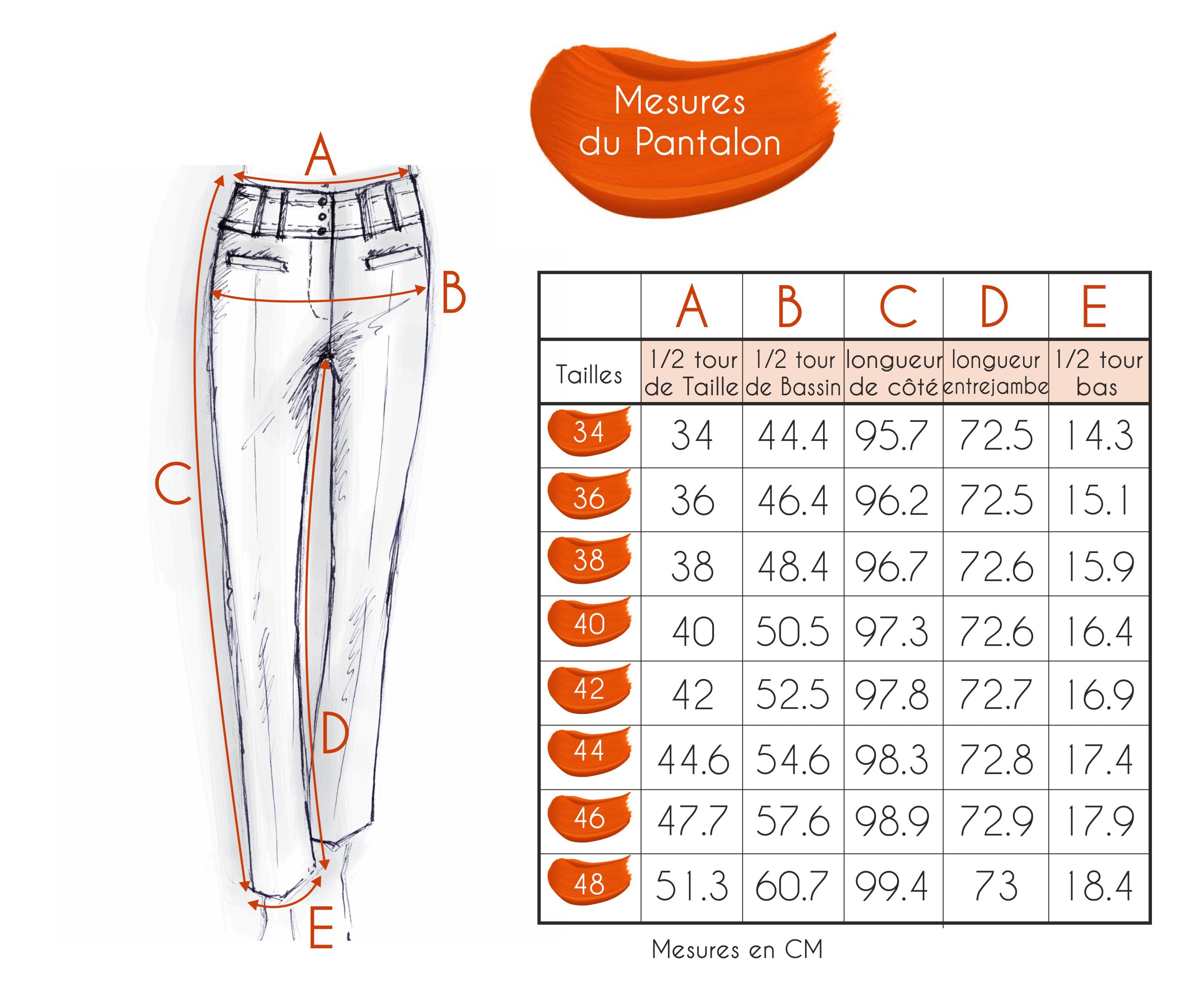 Guide des tailles - LE PANTALON 7/8 | BAHIA