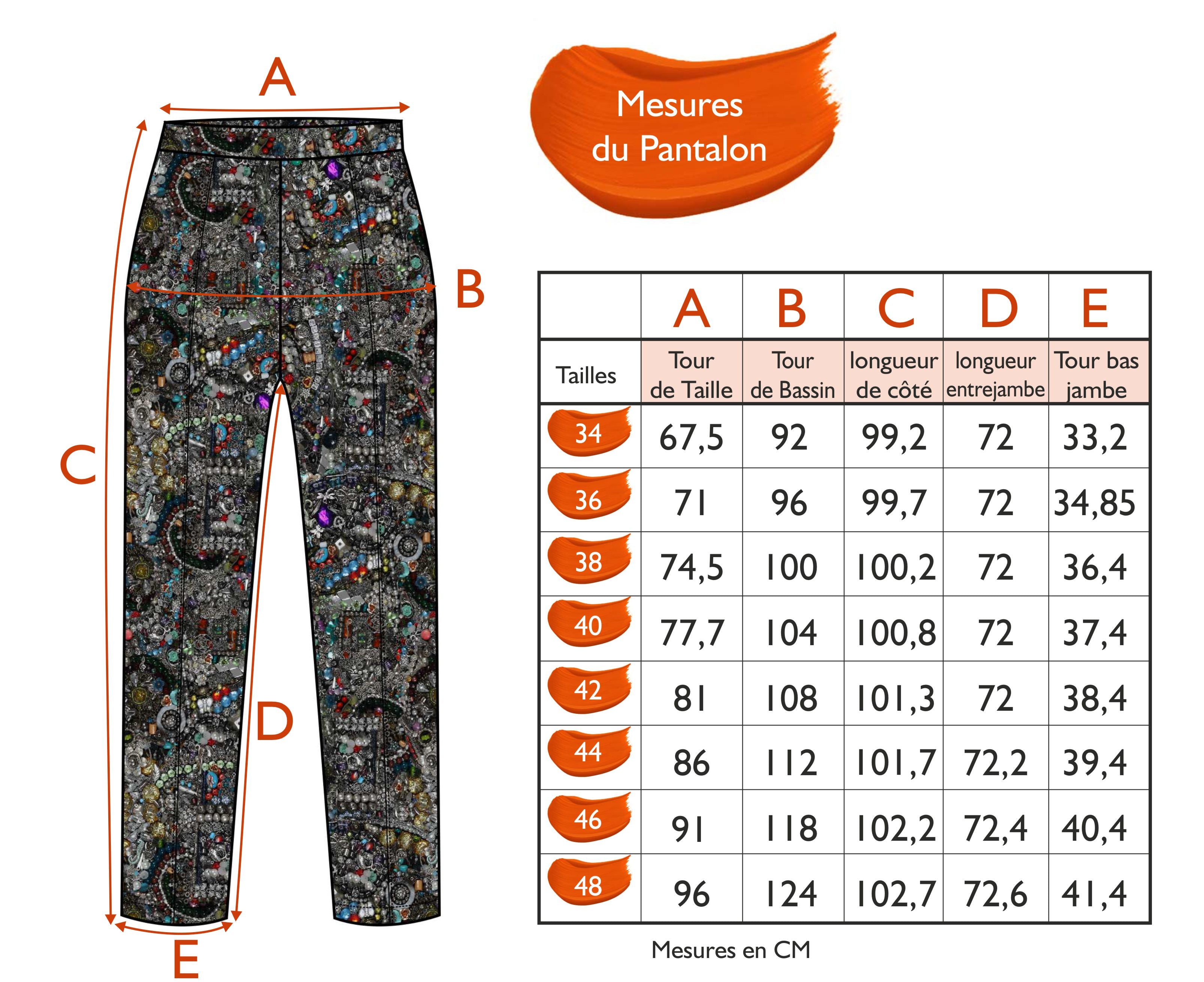 Guide des tailles - LE PANTALON IMPRIMÉ | RHAPSODY