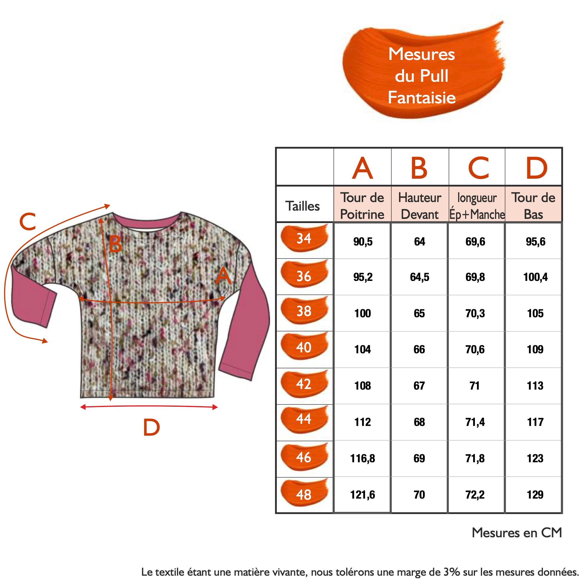 Guide des tailles - LE PULL FANTAISIE | UN MONDE RECOMPOSÉ