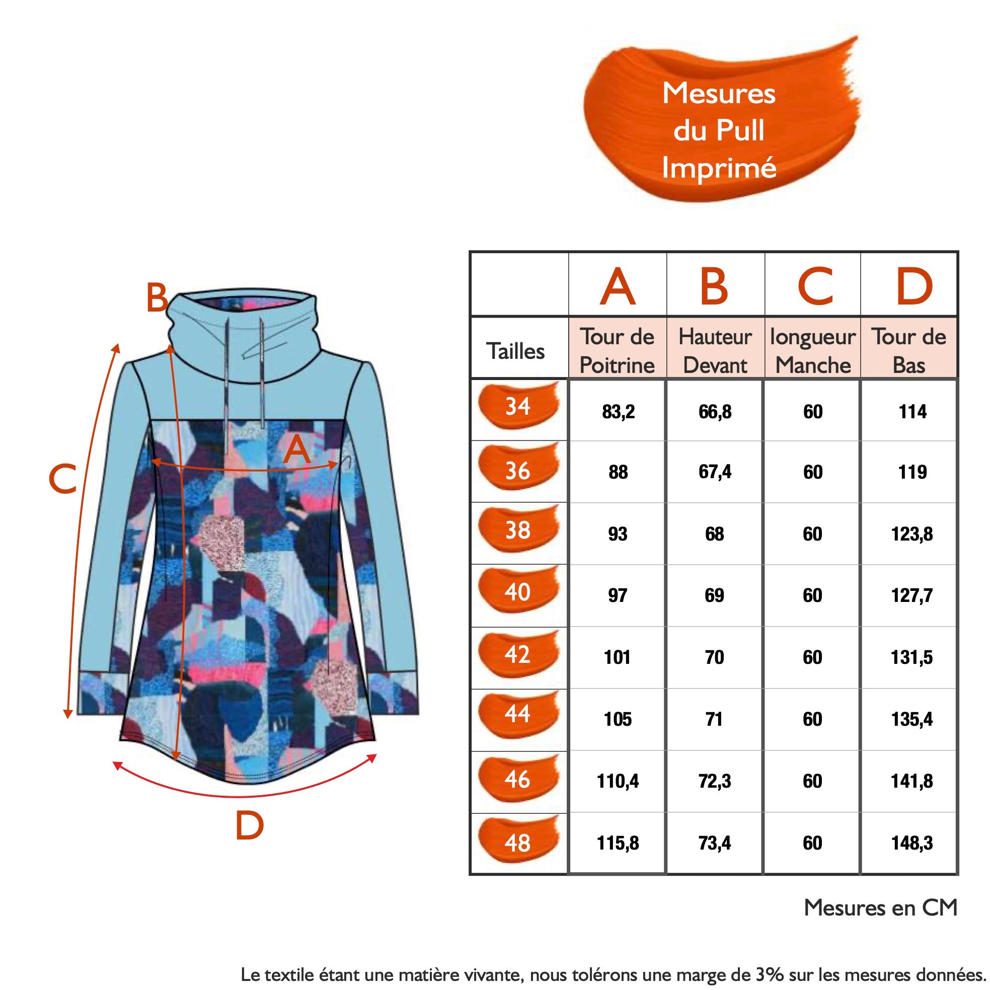 Guide des tailles - LE PULL IMPRIMÉ | UN MONDE RECOMPOSÉ
