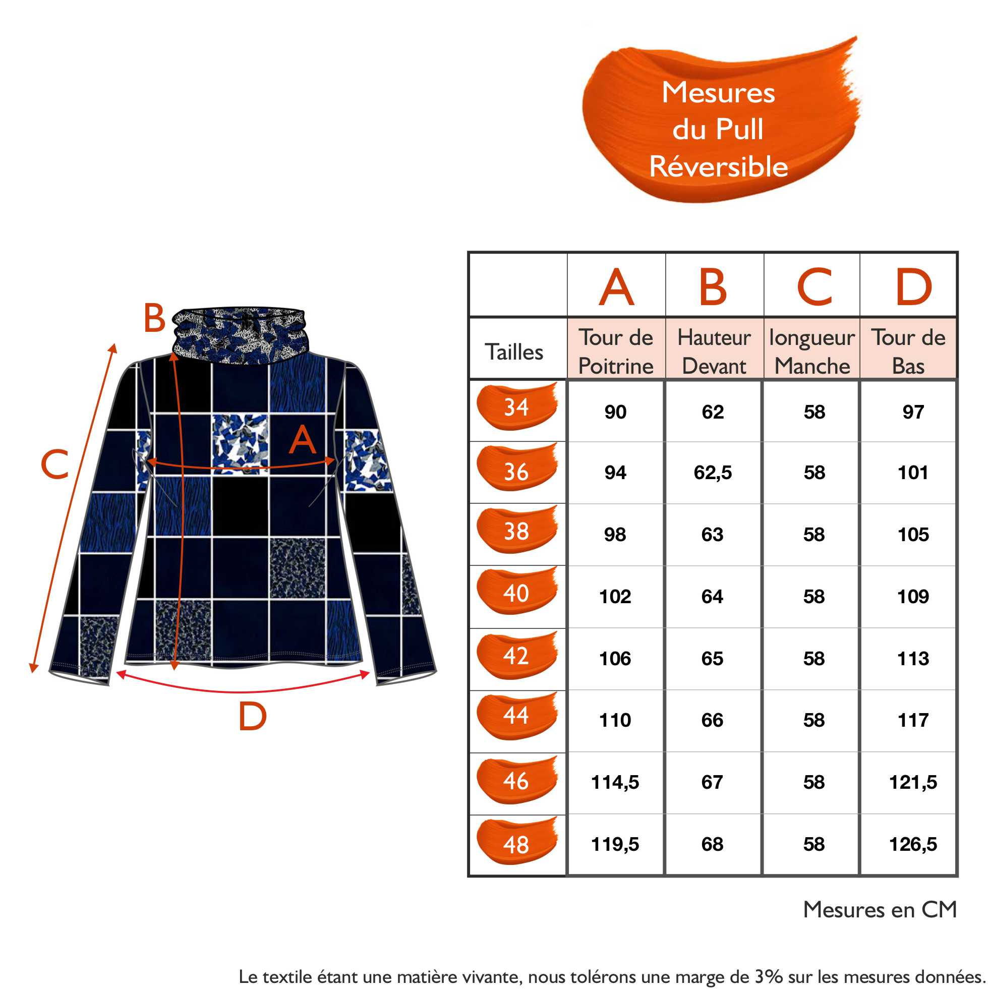 Guide des tailles - LE PULL RÉVERSIBLE | ARTIC