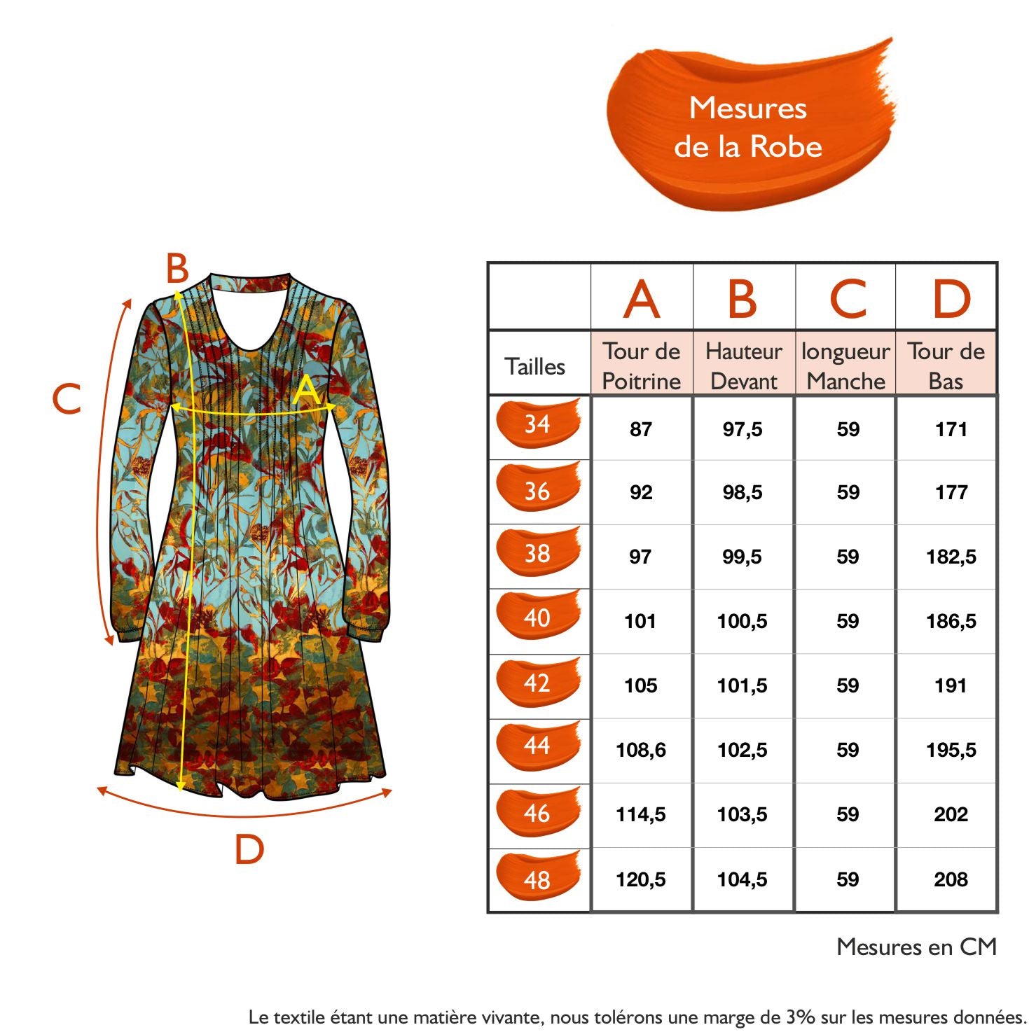 Guide des tailles - LA ROBE | JARDINS ENCHANTES