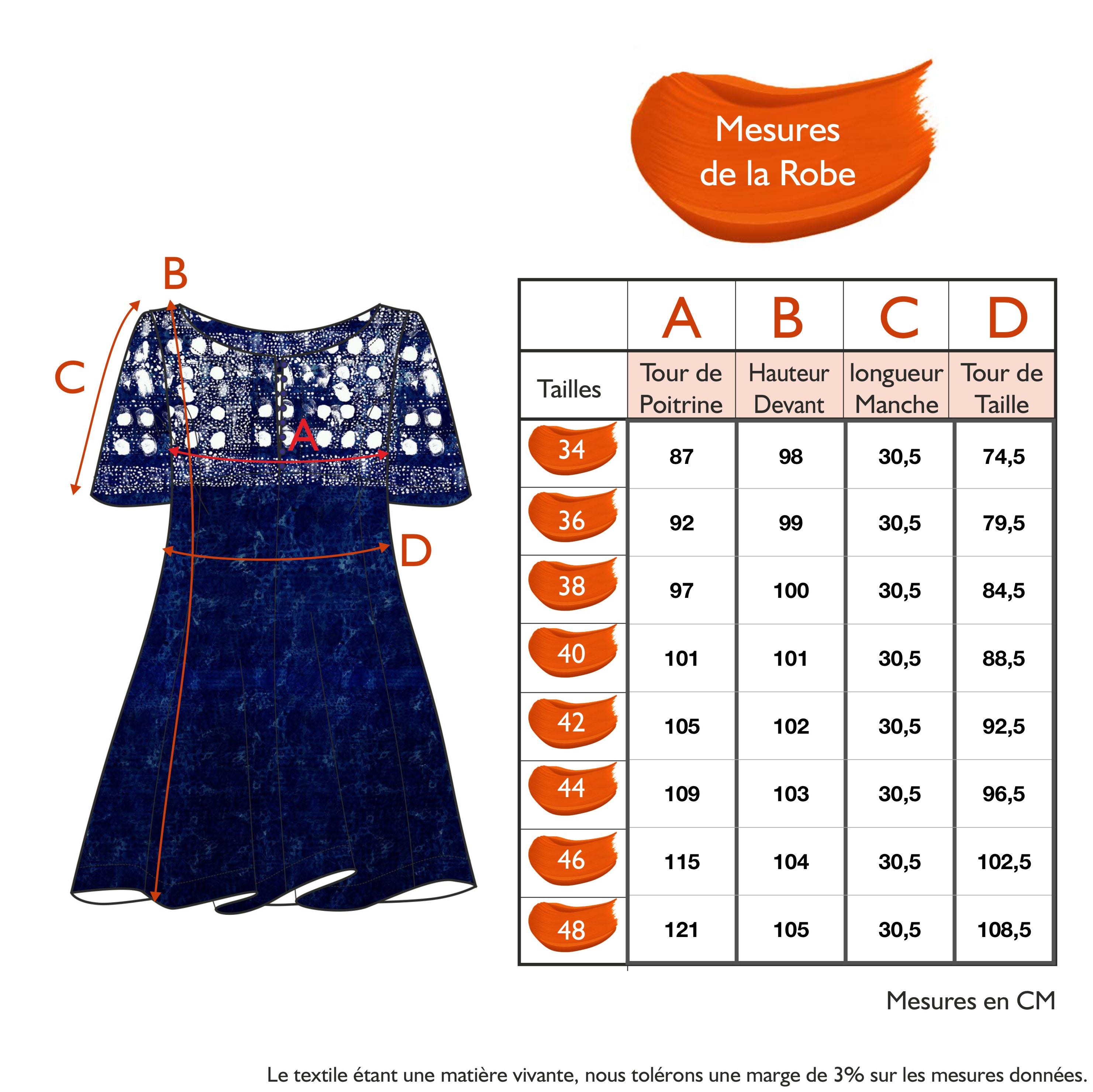 Guide des tailles - LA ROBE | SE PERDRE DANS LE BLEU