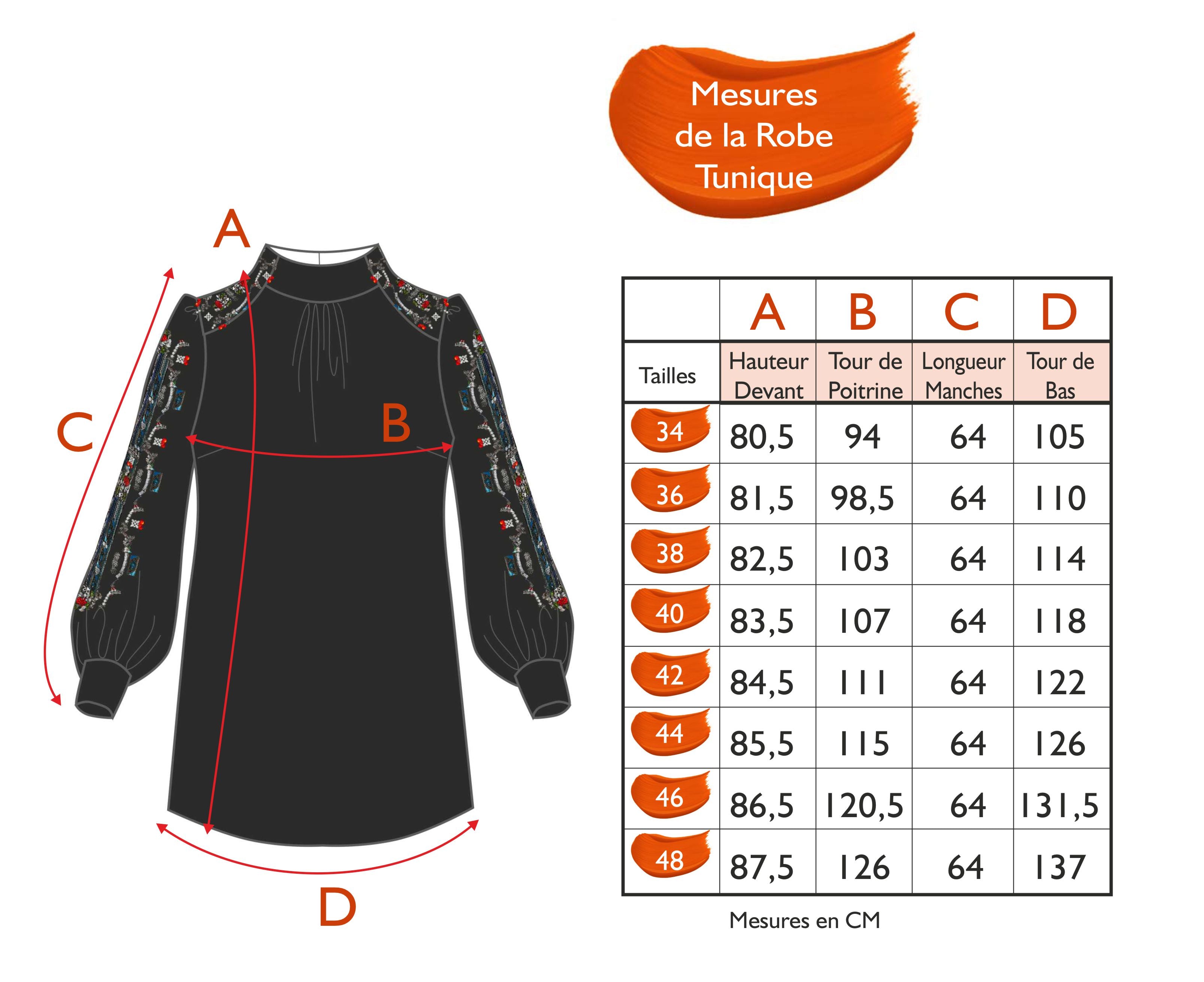 Guide des tailles - LA ROBE TUNIQUE | RHAPSODY