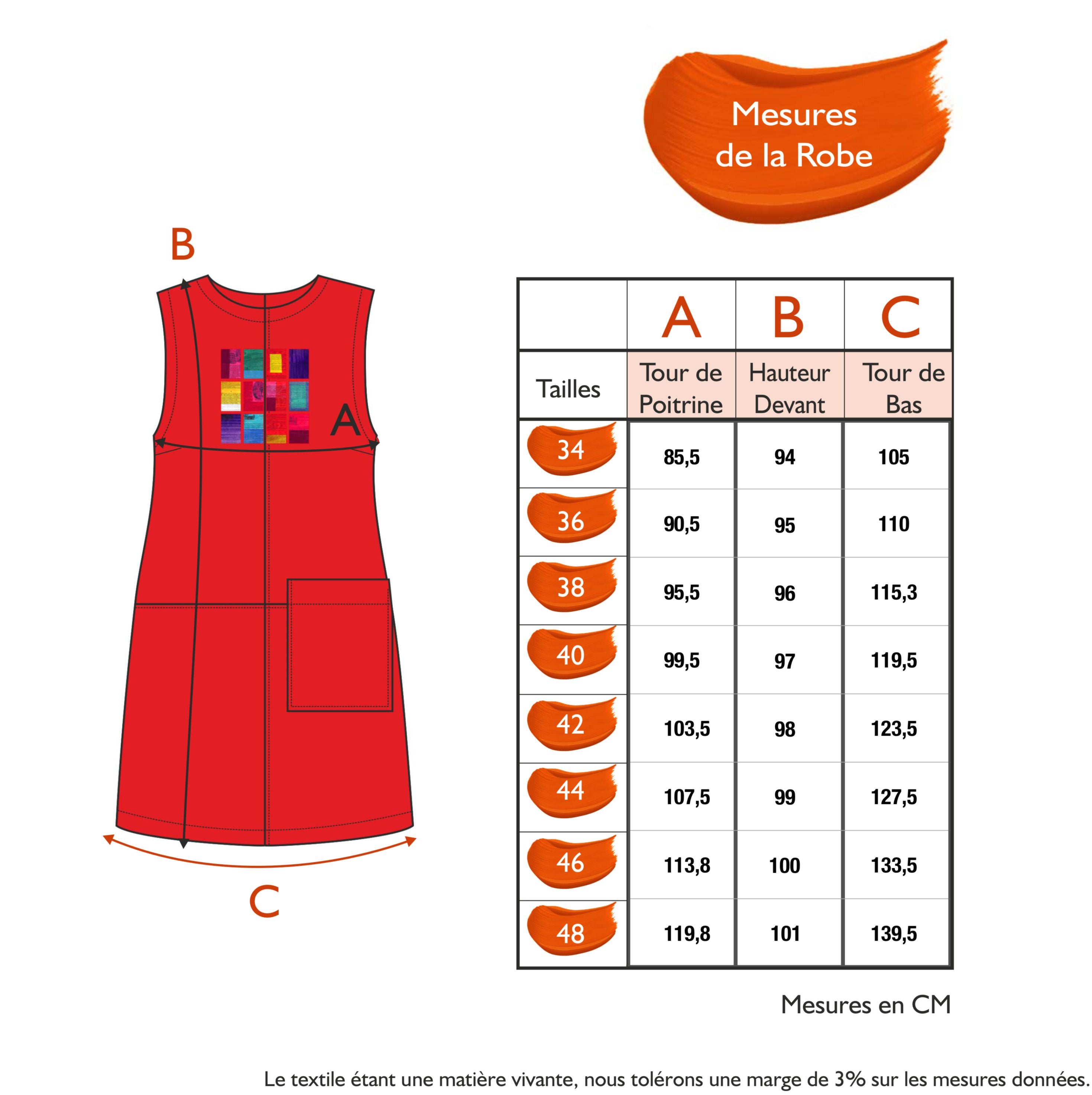 Guide des tailles - LA ROBE | MILLE ET UNE COULEURS