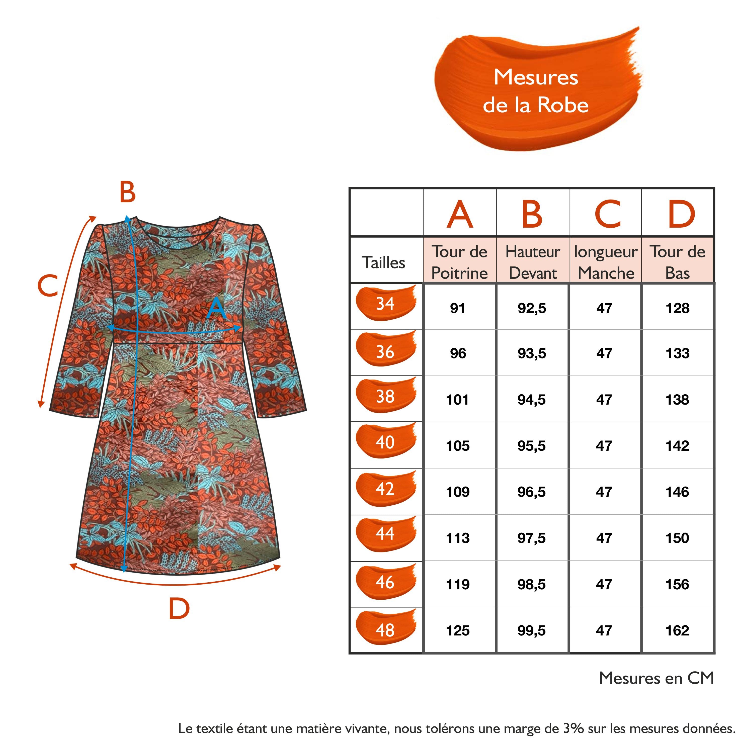 Guide des tailles - LA ROBE | LEGENDE D'AUTOMNE