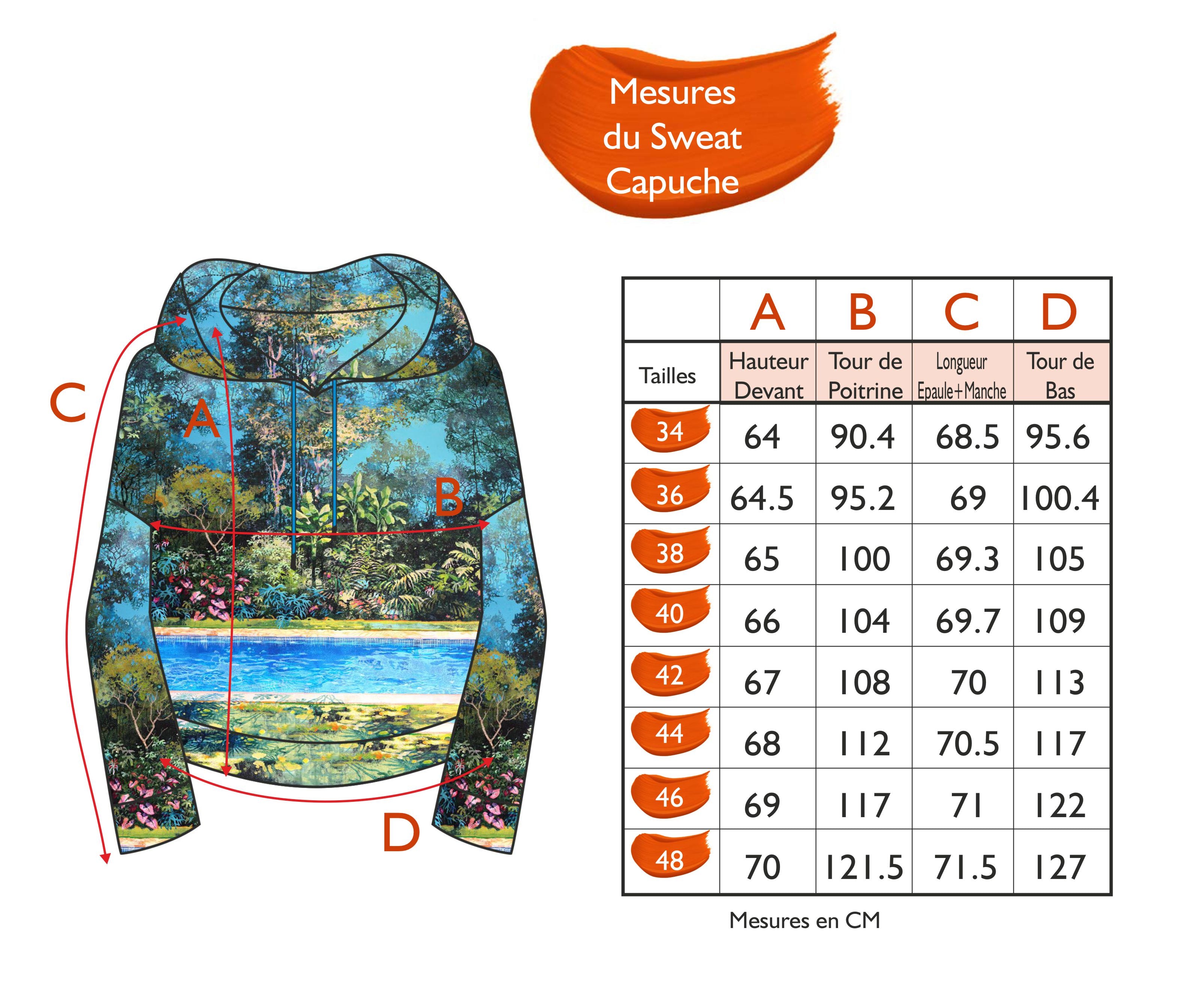 Guide des tailles - LE SWEAT À CAPUCHE | WONDERLAND