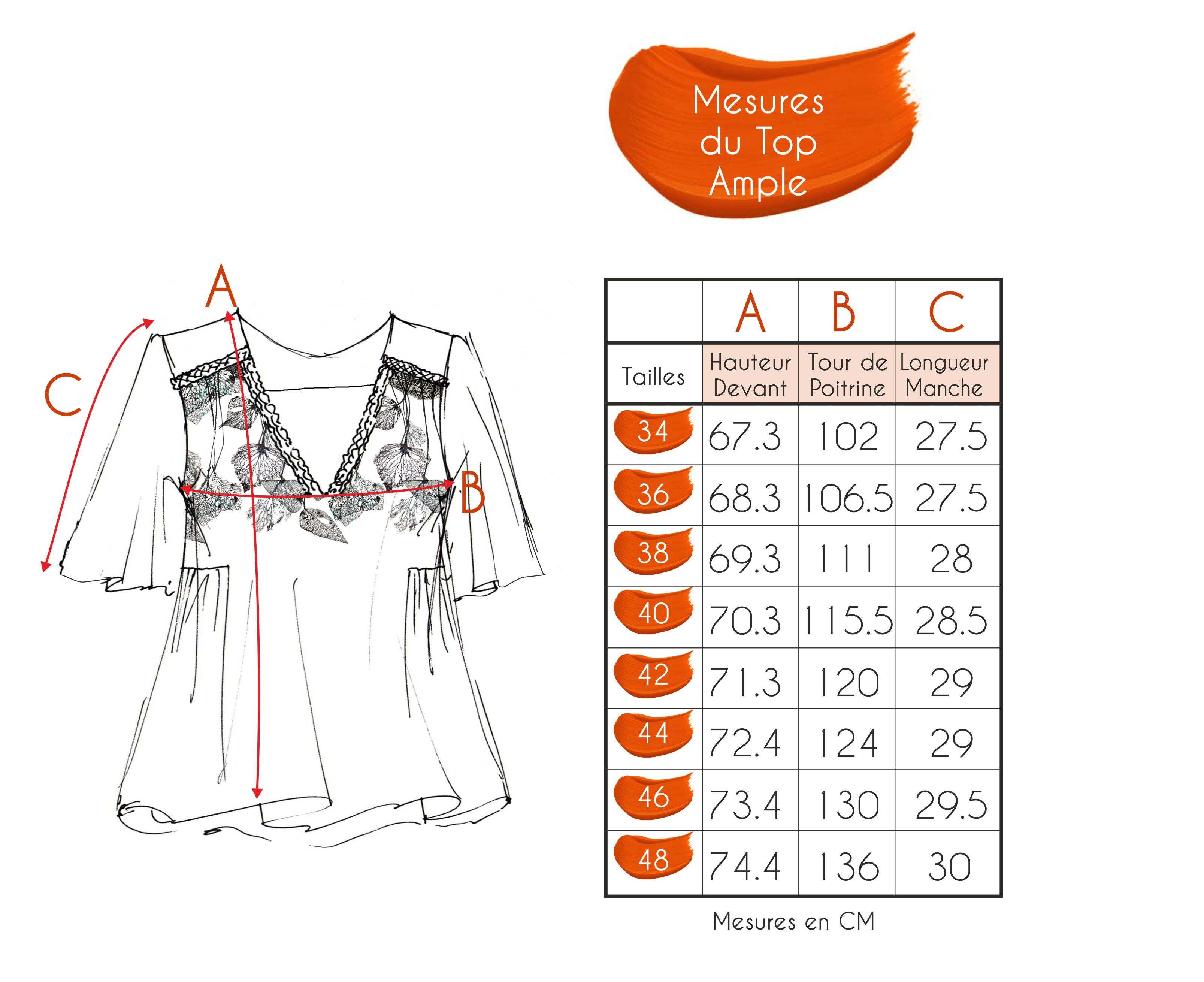 Guide des tailles - LE TOP AMPLE | JE FAIS UN VOEU