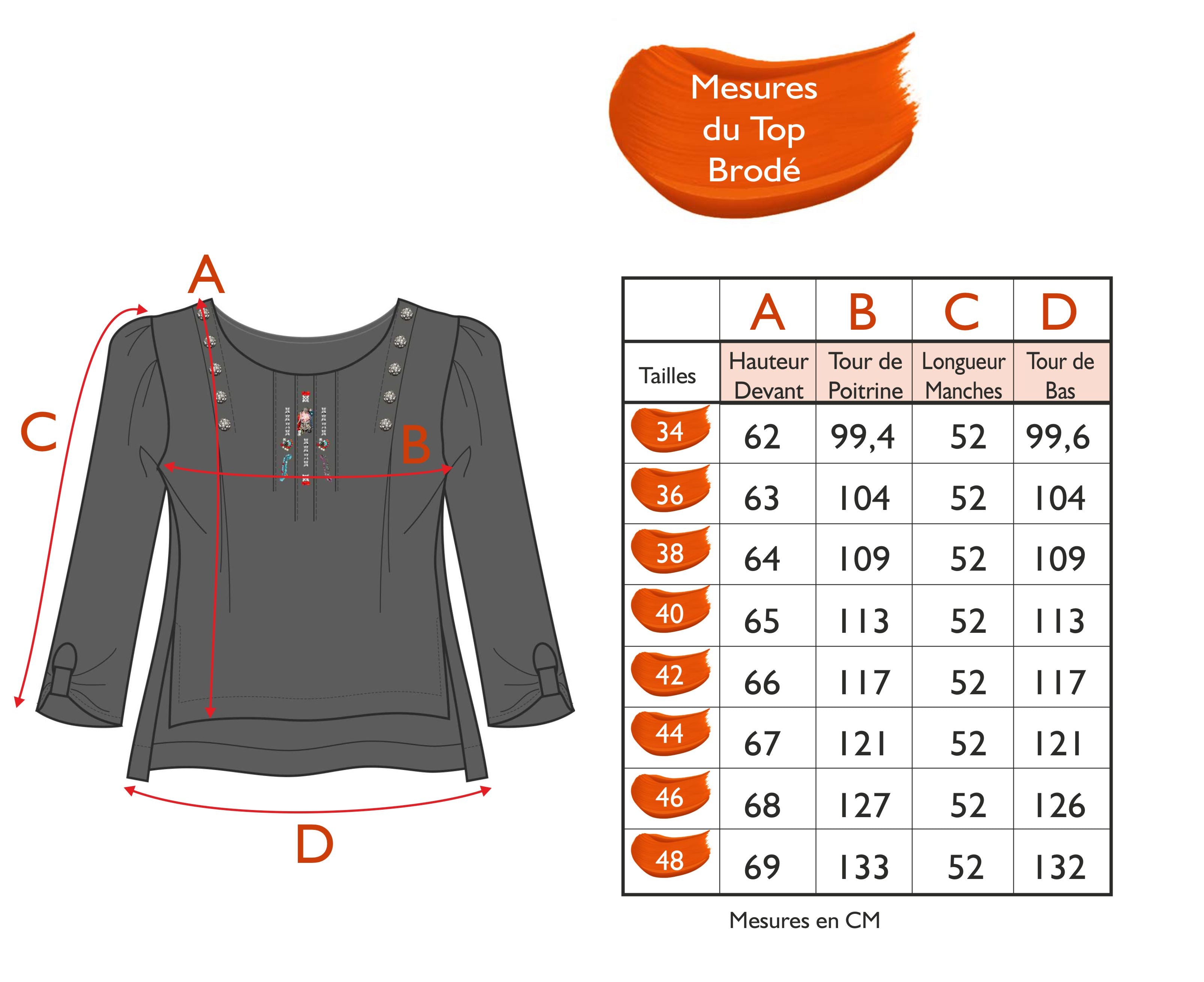 Guide des tailles - LE TOP BRODÉ | RHAPSODY