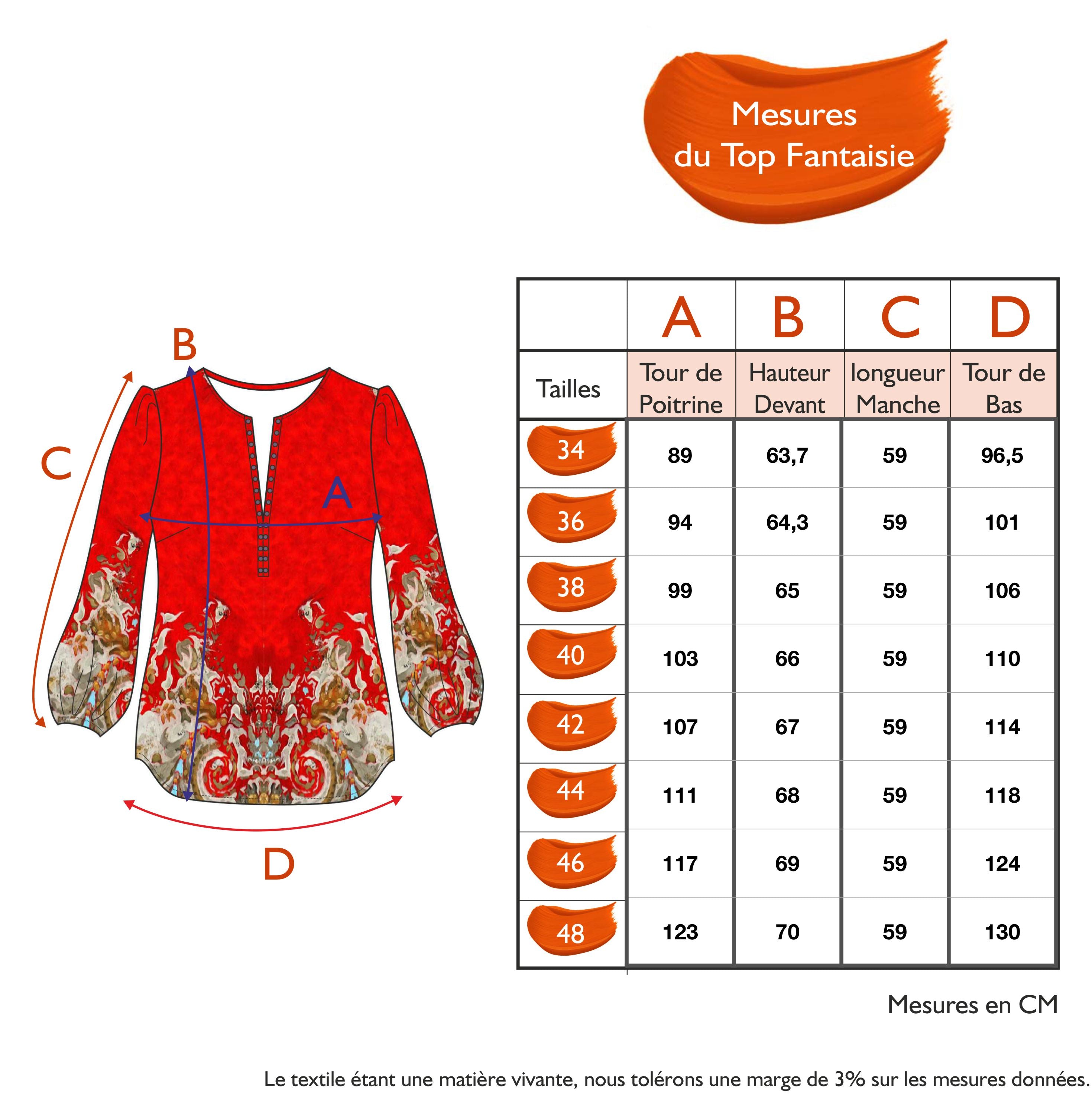 Guide des tailles - LE TOP FANTAISIE | ABRUZZES