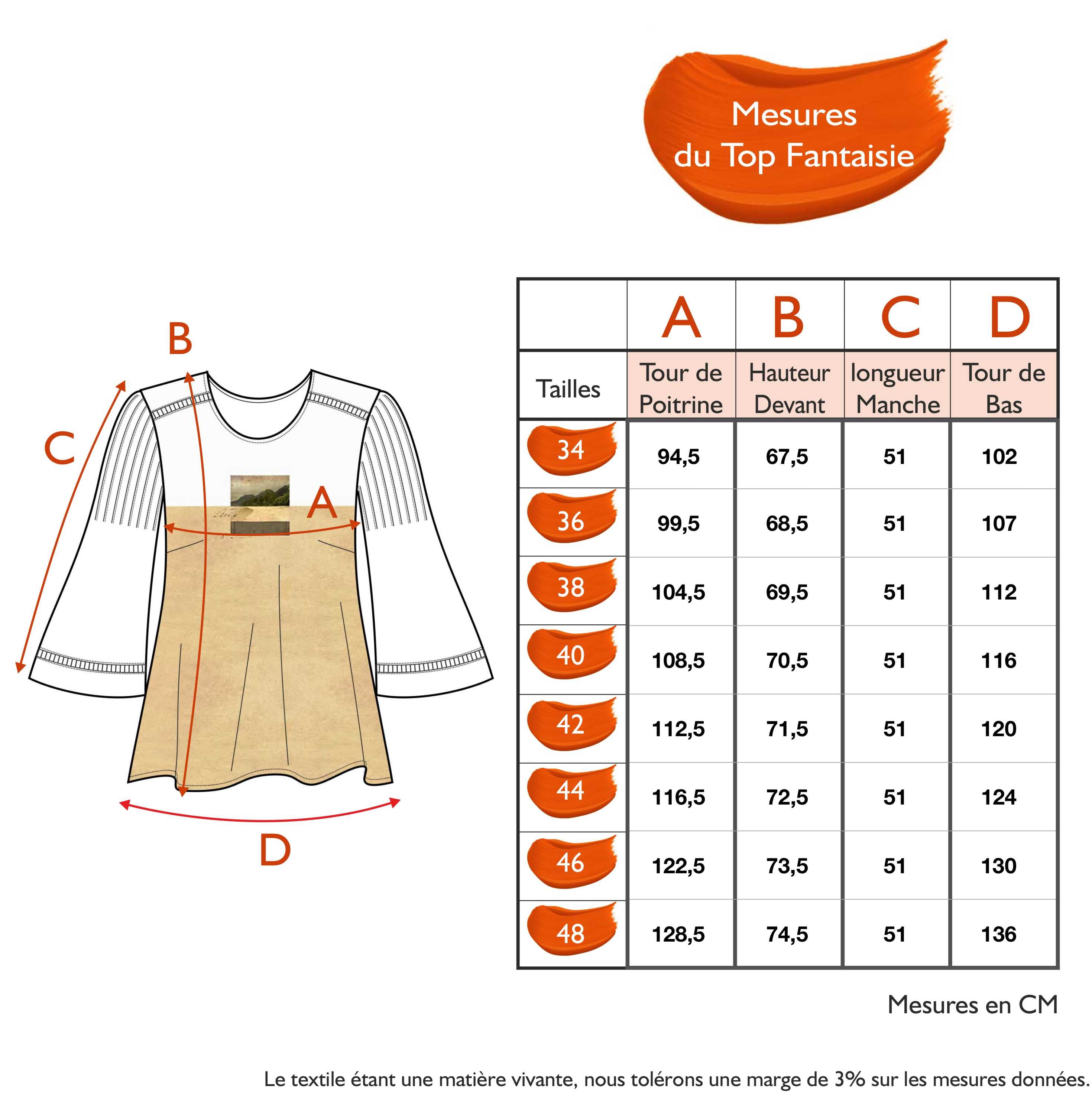 Guide des tailles - LE TOP FANTAISIE | SAFARI