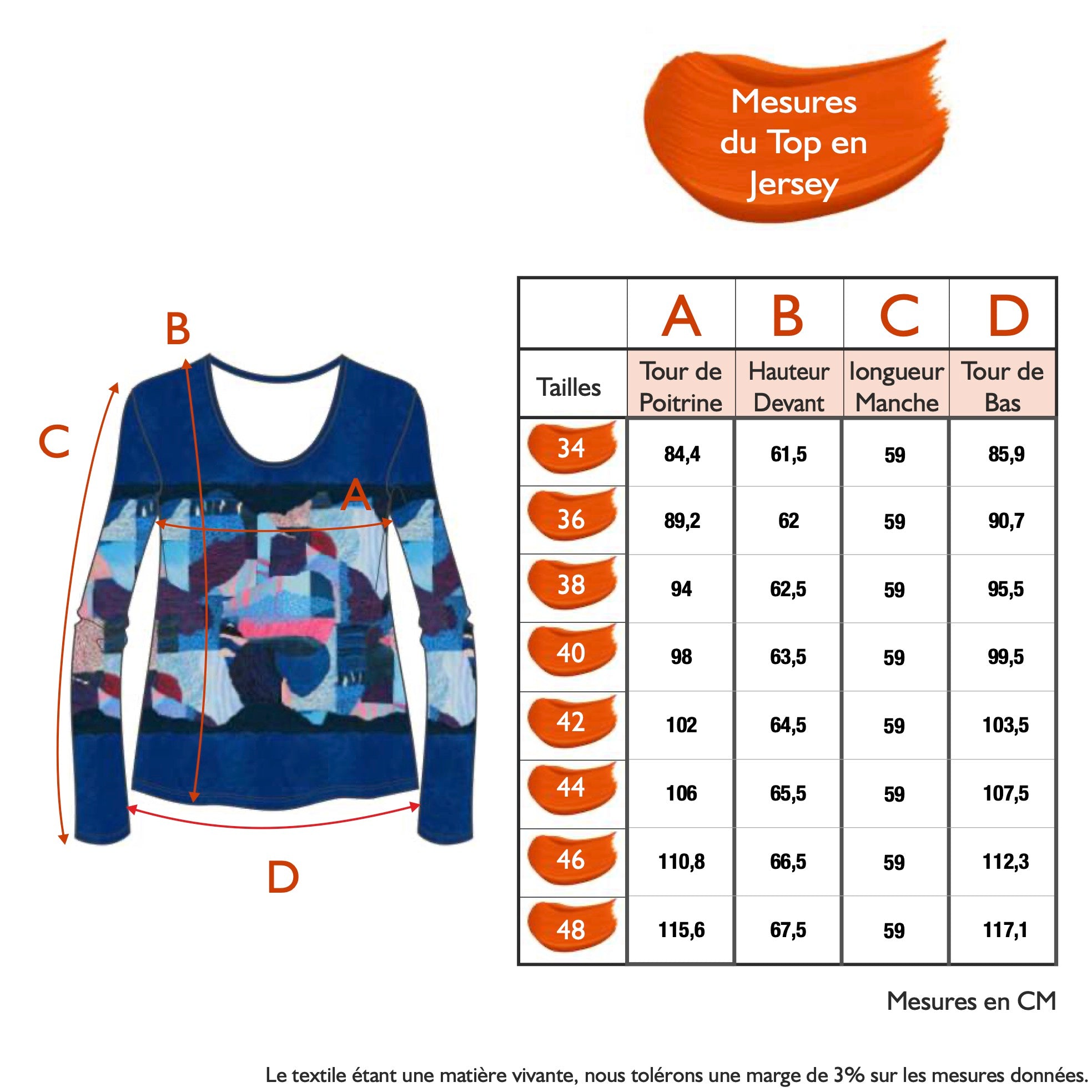 Guide des tailles - LE TOP EN JERSEY | UN MONDE RECOMPOSÉ