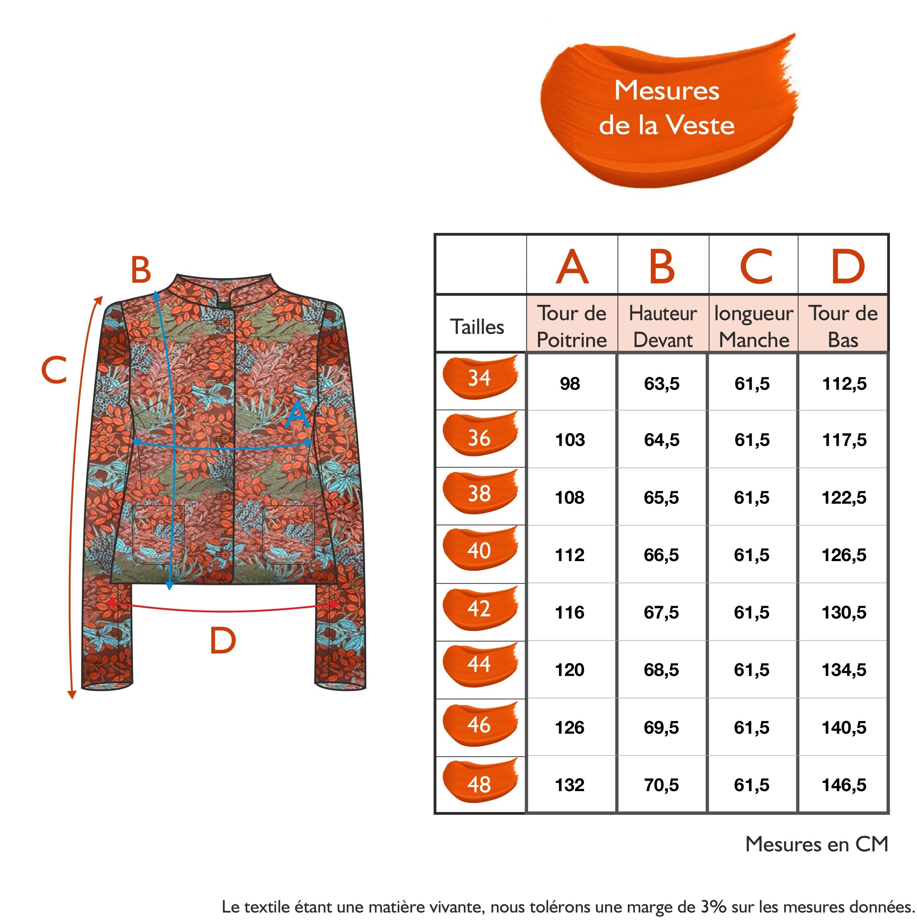 Guide des tailles - LA VESTE | LEGENDE D'AUTOMNE