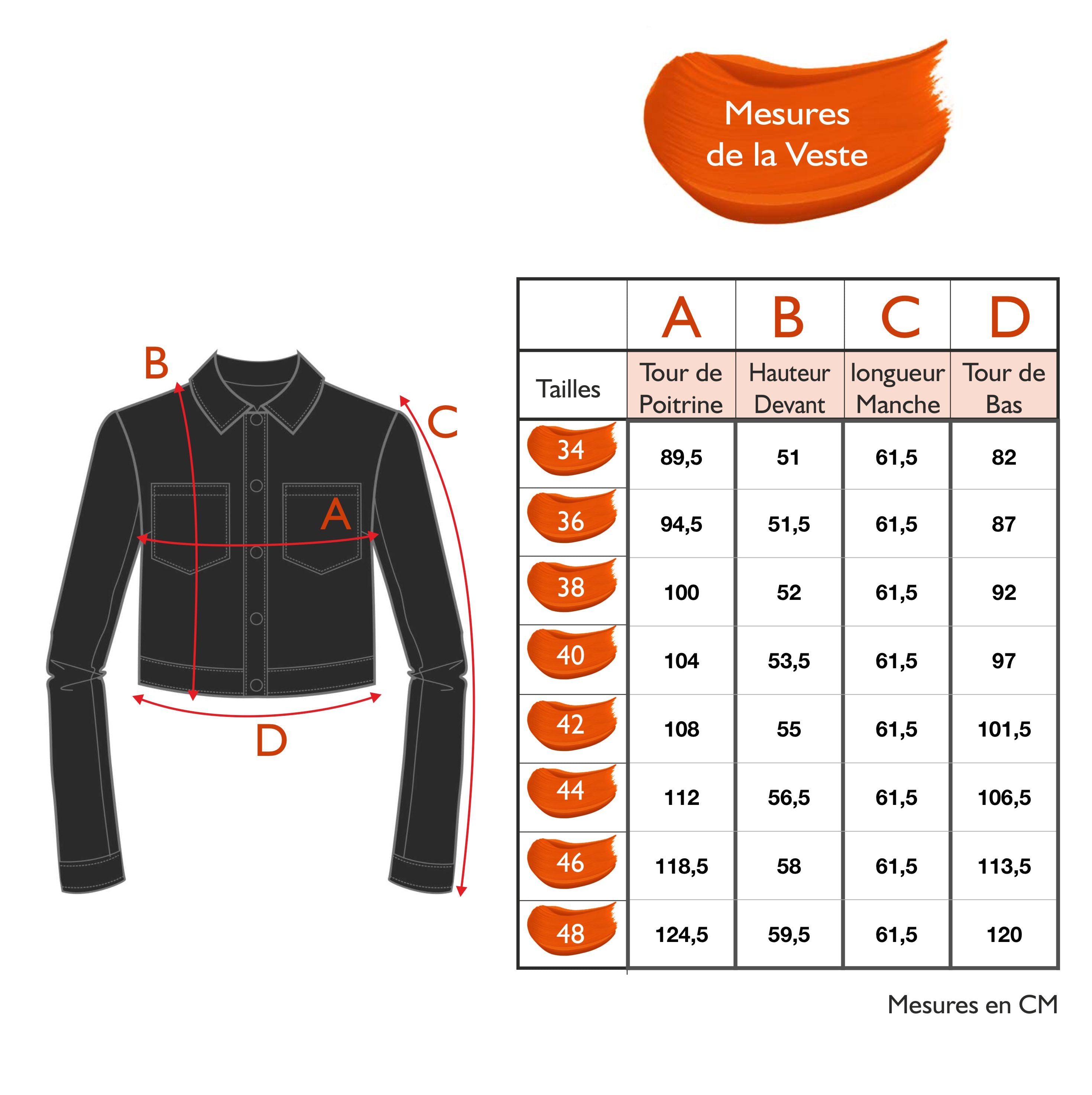 Guide des tailles - LA VESTE | SUPERLYCRA 22
