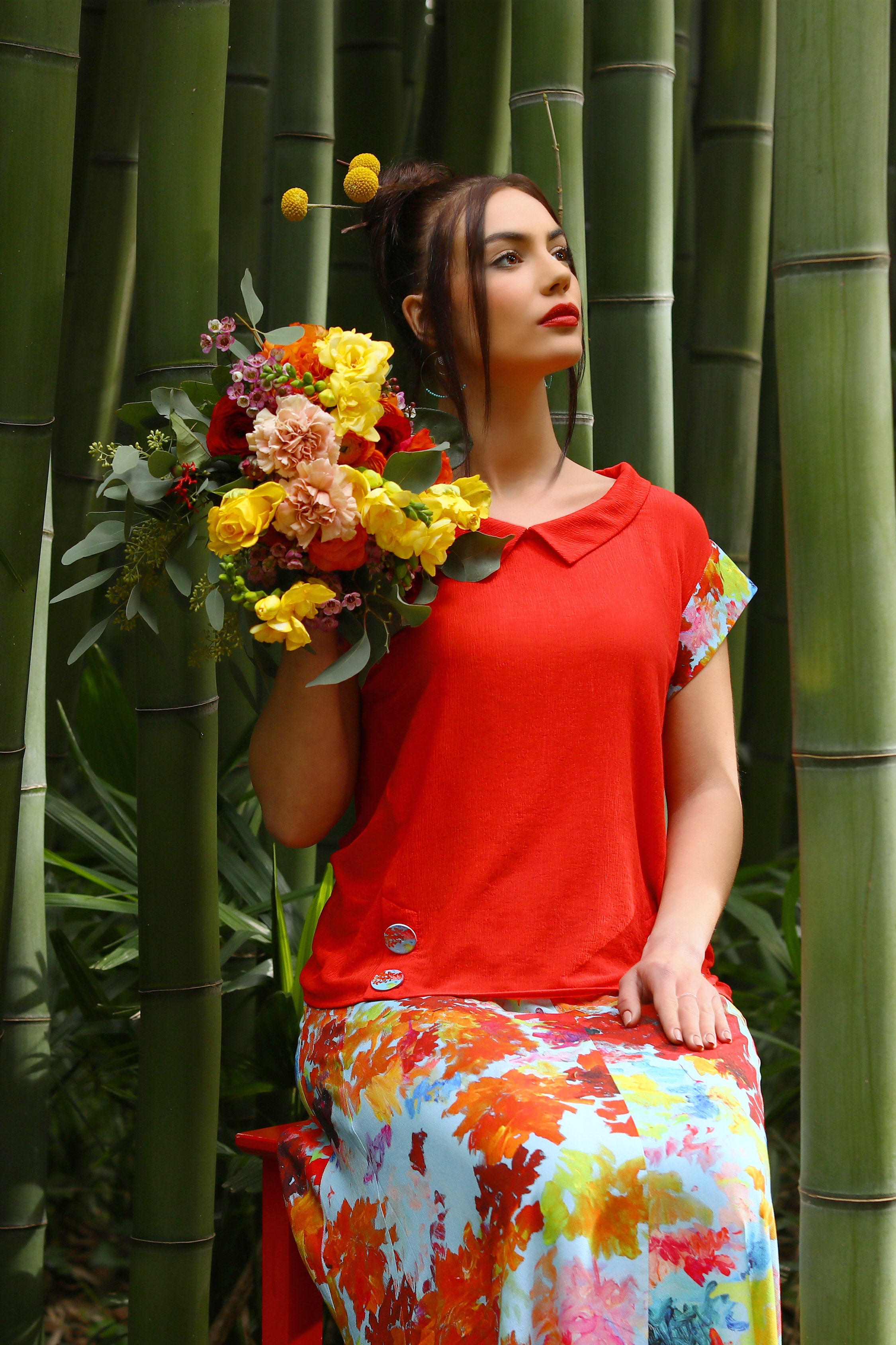 THE TOP WITH SHORT SLEEVES | BOTANICAL