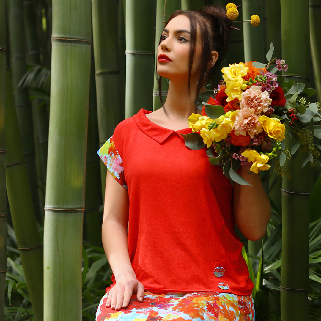THE TOP WITH SHORT SLEEVES | BOTANICAL